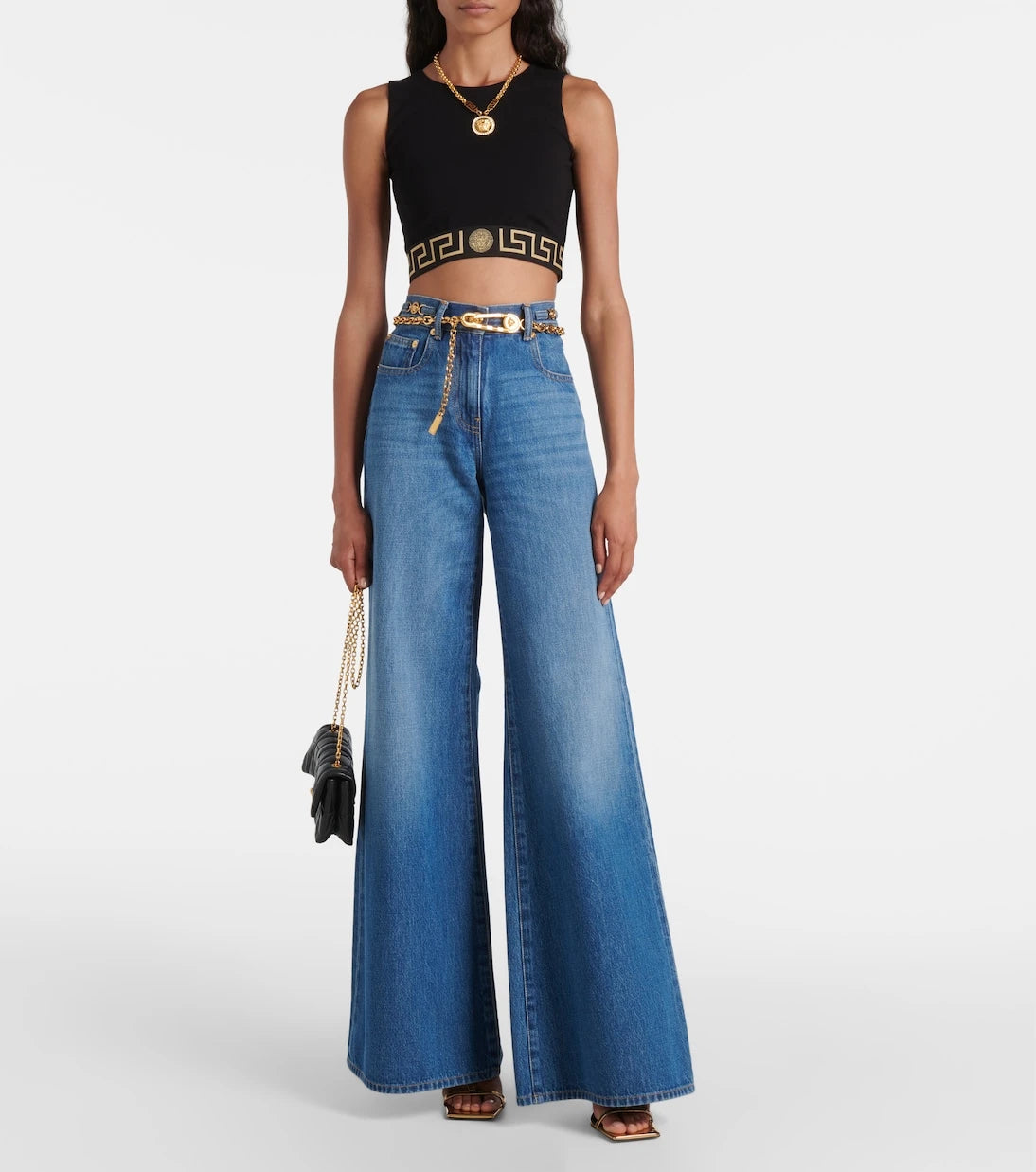 Versace - Greca Border cropped tank top