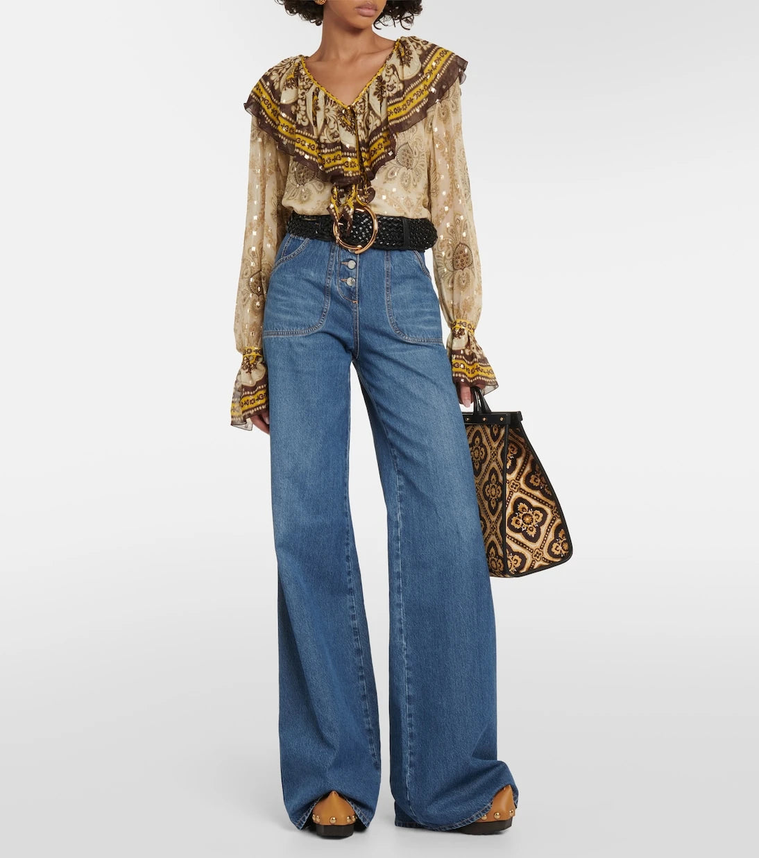 Etro - 50 leather platform clogs