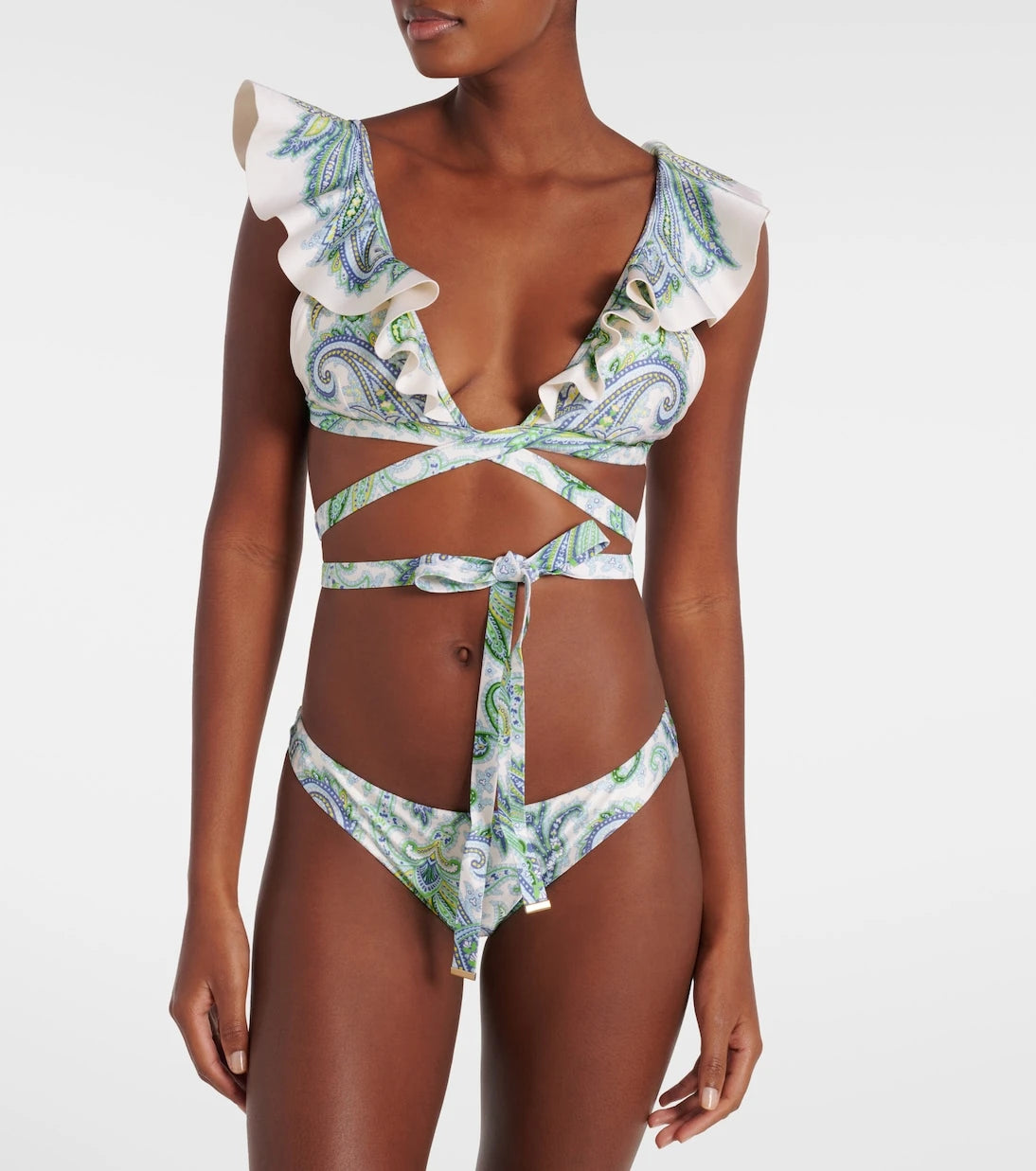 Zimmermann - Ottie ruffled paisley bikini