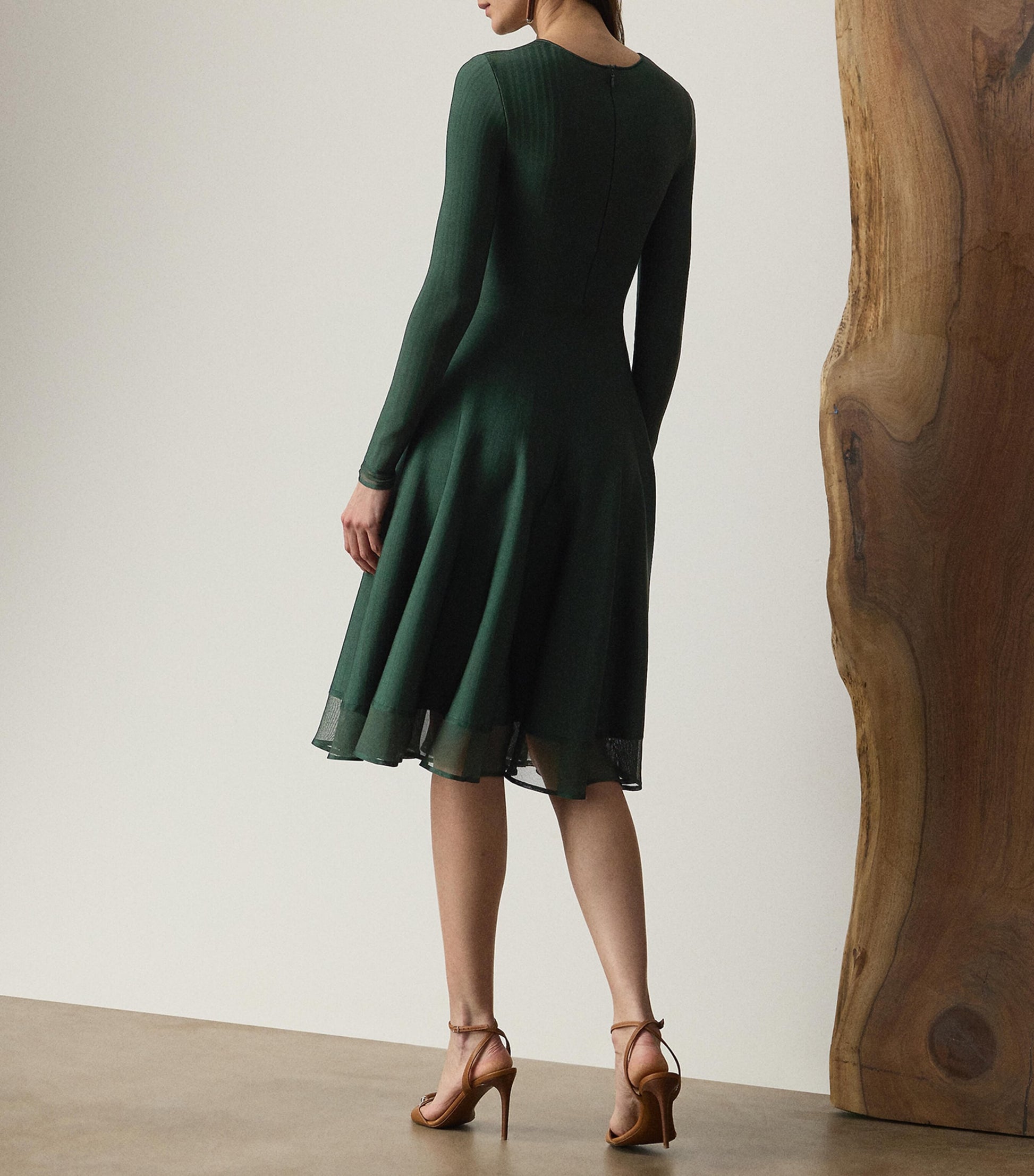 Ralph Lauren Collection Green Sheer Edge Midi Dress