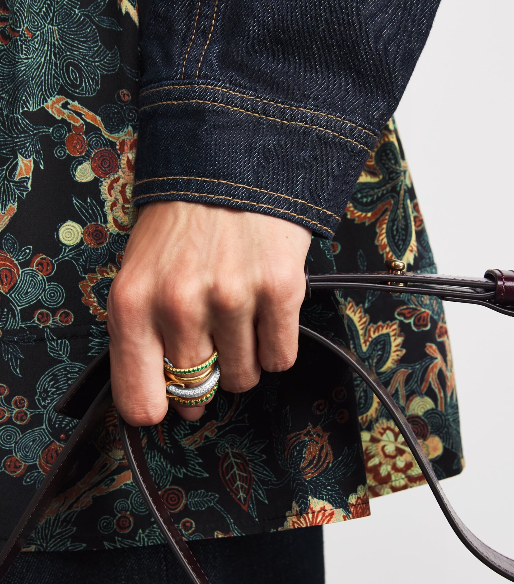 Spinelli Kilcollin Mixed Metal, Diamond and Emerald Chloe Ring (Size 7)