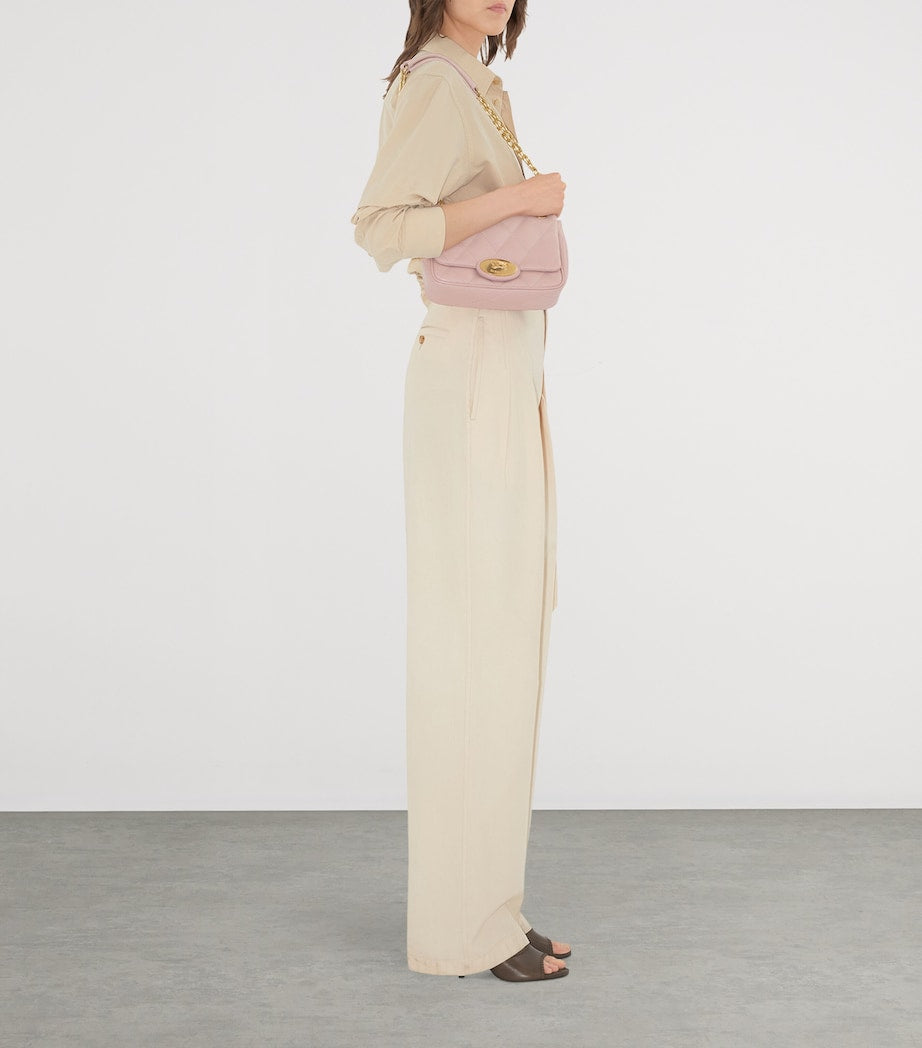 Pink Small Calfskin Strand Shoulder Bag