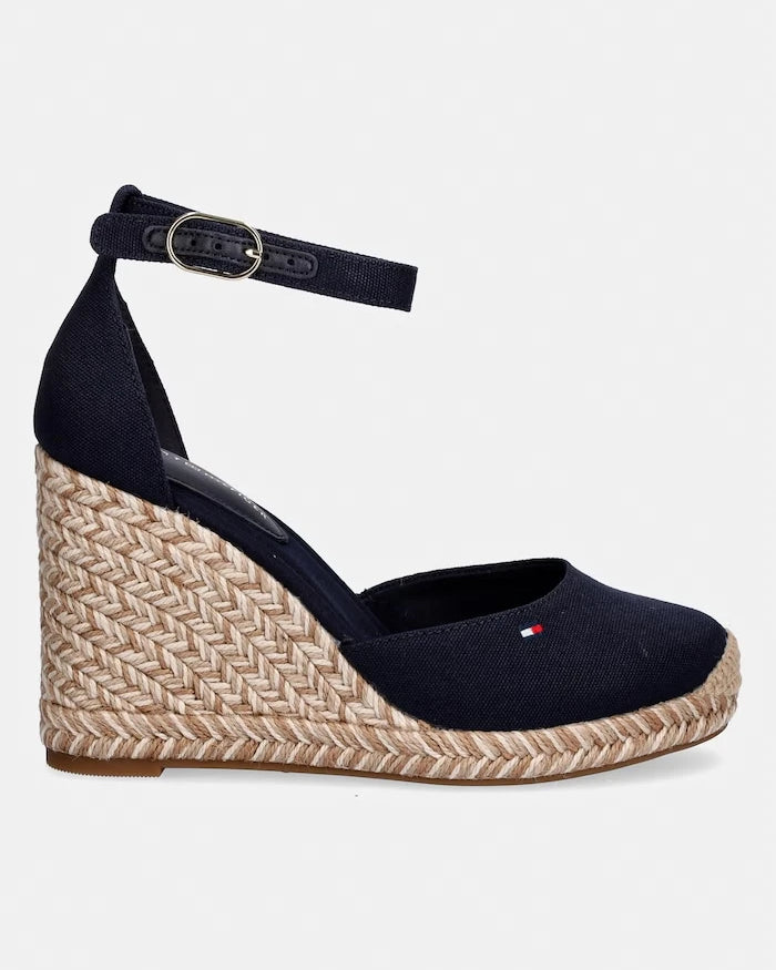 Tommy Hilfiger kadın dolgu topuk espadril FLAG HIGH WEDGE ESPADR CLOSED TOE