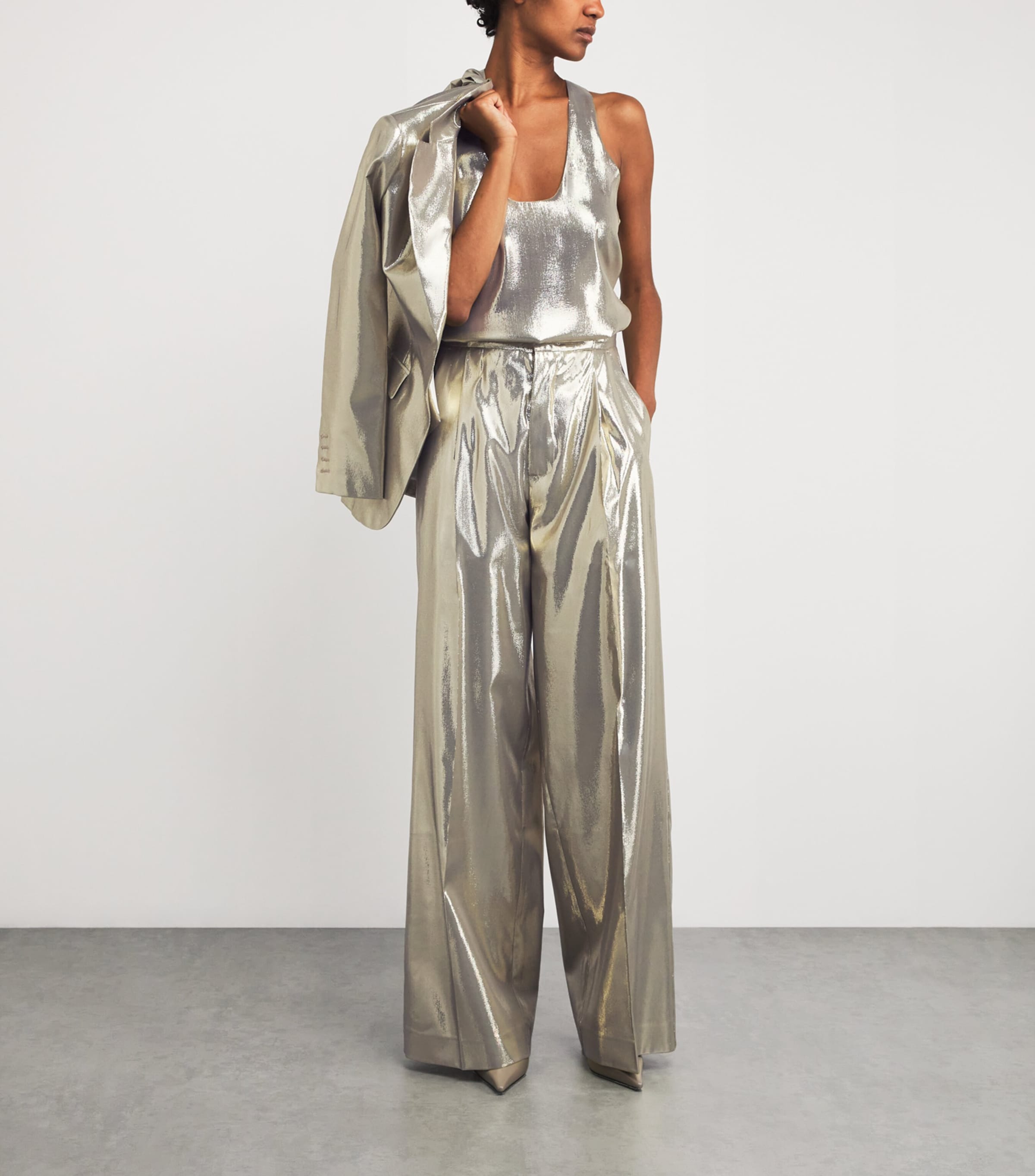 SASUPHI Gold Silk-Blend Tank Top