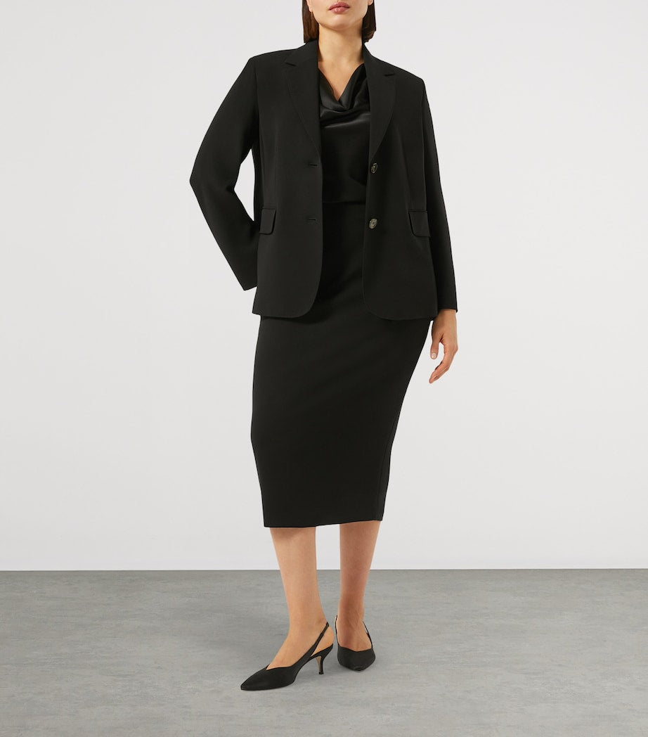 Marina Rinaldi Black Cady Pencil Midi Skirt