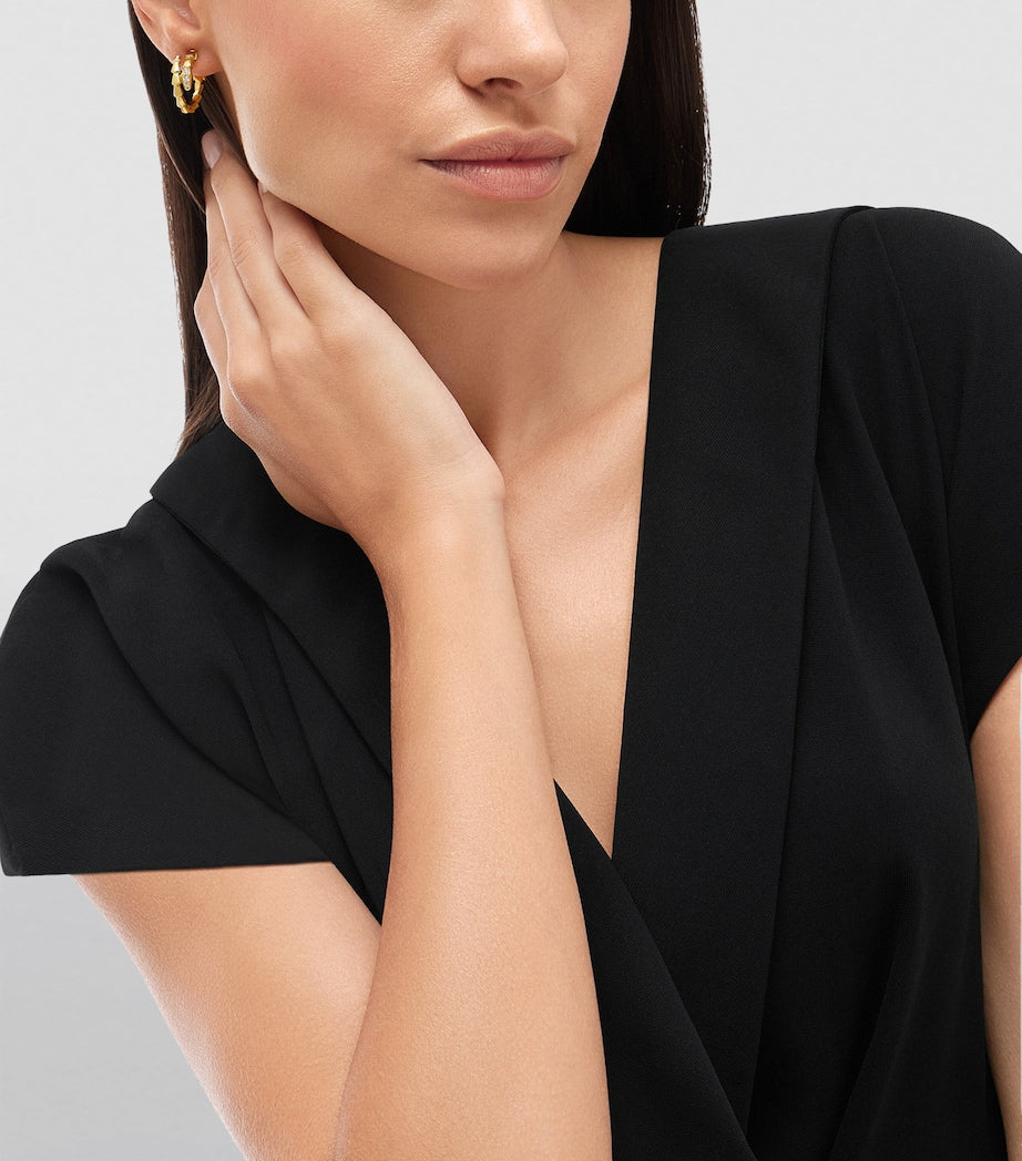 Yellow Gold and Diamond Serpenti Viper Hoop Earrings