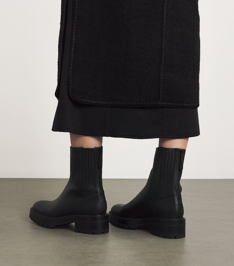 Aquazzura Black Leather Saint Honore Ankle Boots