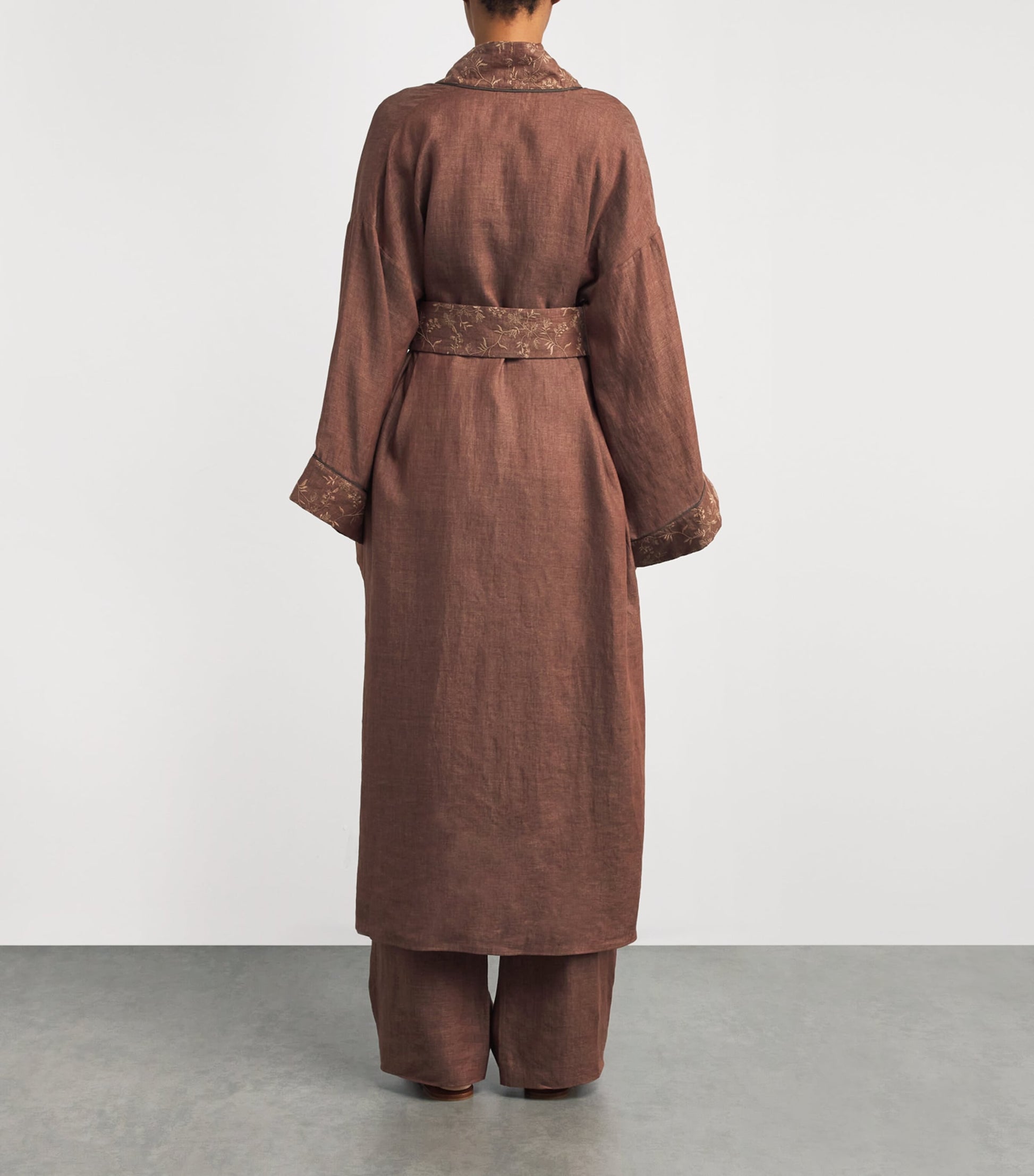 Beige x Harrods Linen Embroidered Kimono