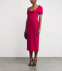 Carolina Herrera Pink Stretch-Virgin Wool Draped Midi Dress