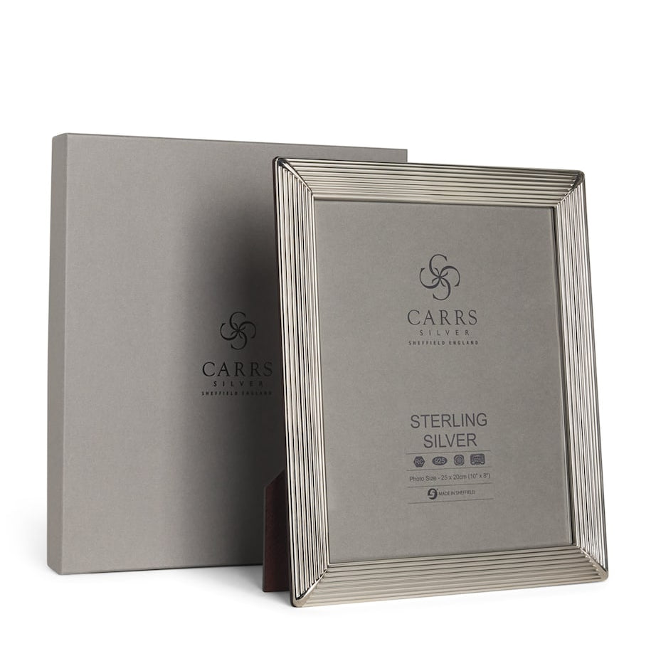 Carrs Silver Sterling Silver Fluted Photo Frame with Wood Back (10" x 8")