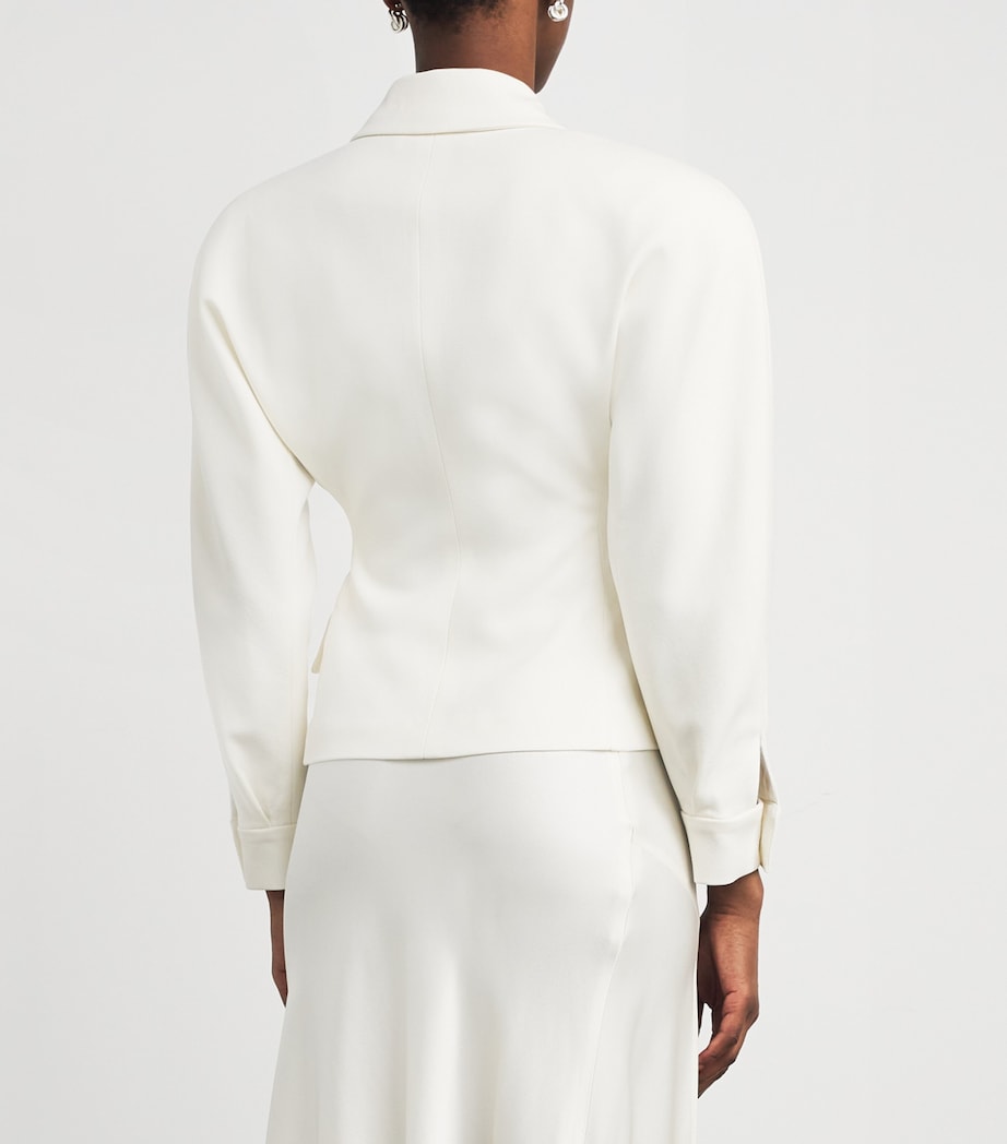 White Wool-Blend Crepe Jacket