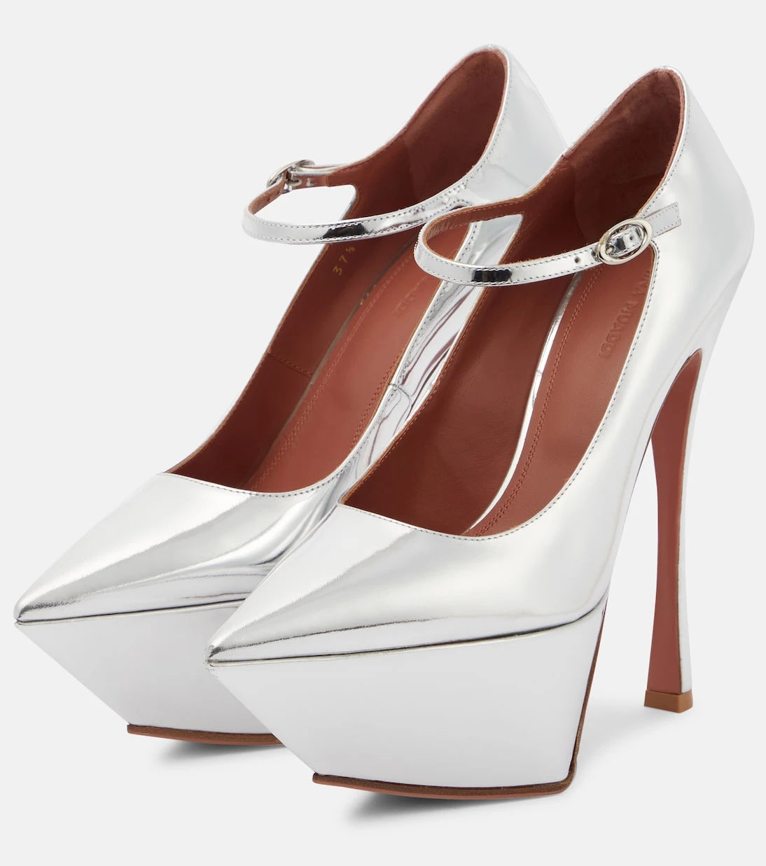 Amina Muaddi - Yigit metallic leather platform pumps