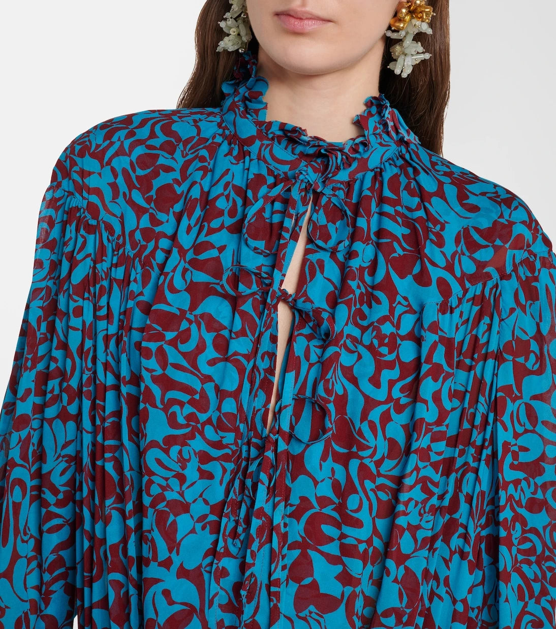 Dries Van Noten - Printed ruffled shirt dress
