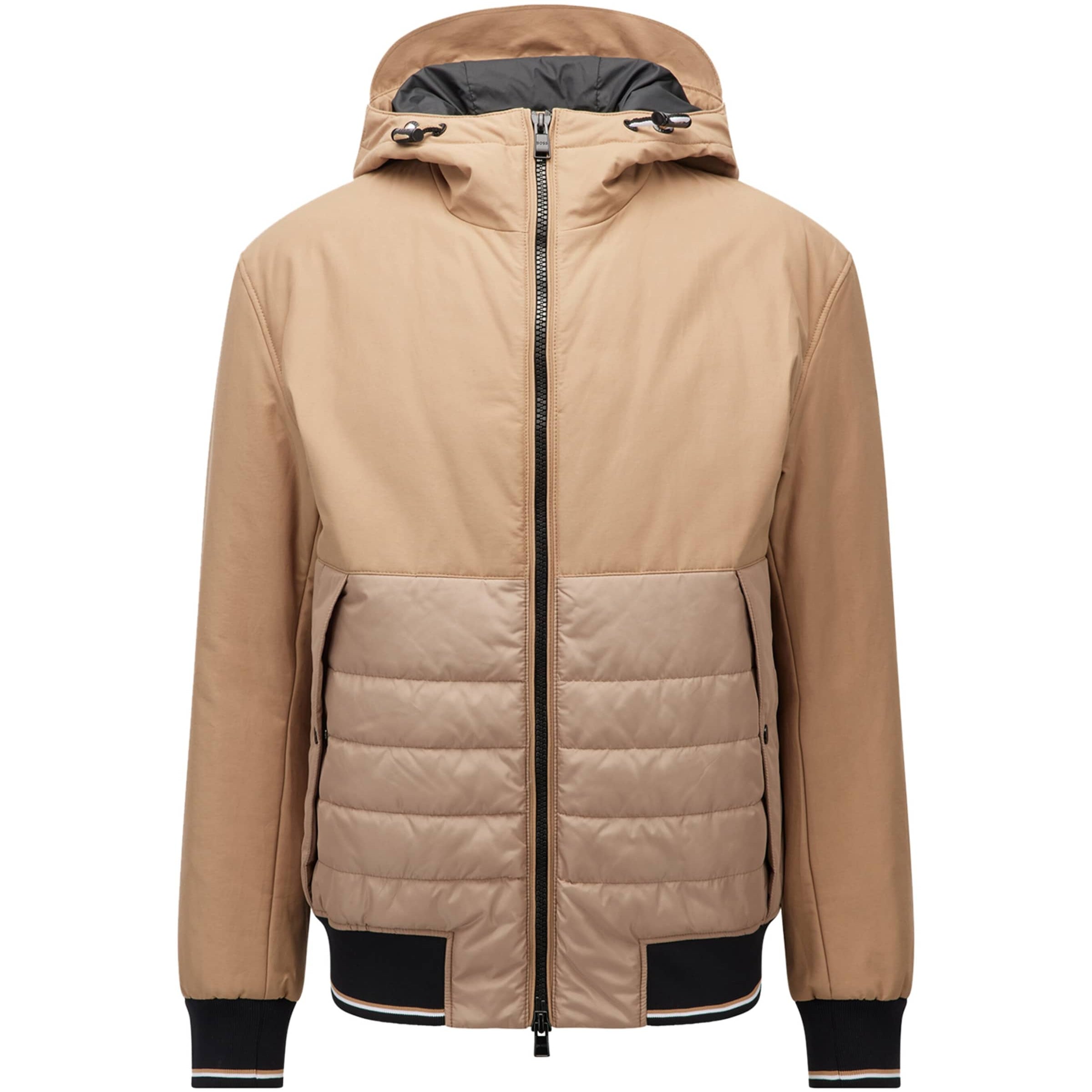 Beige Quilted Panel Jacket