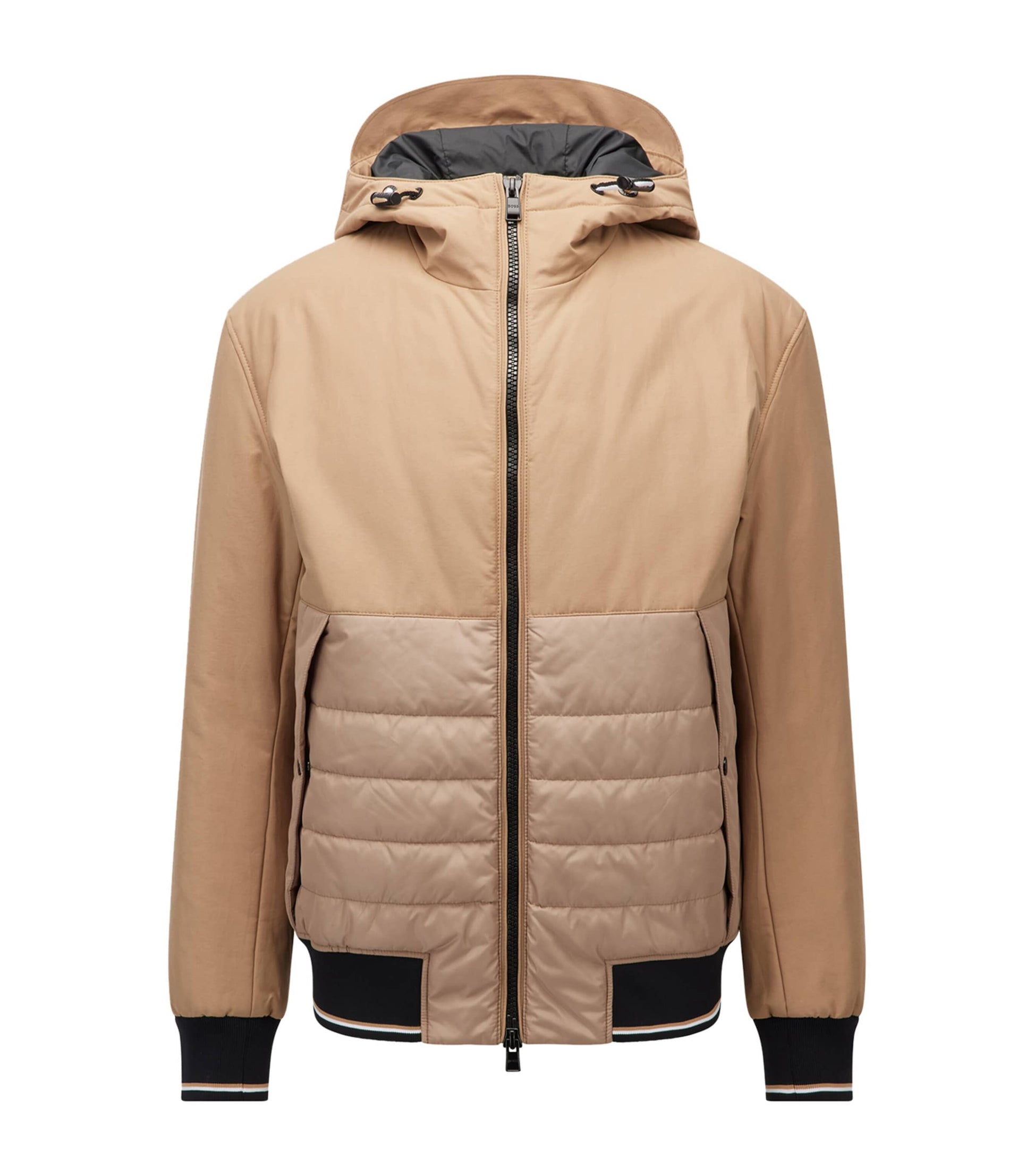 Beige Quilted Panel Jacket