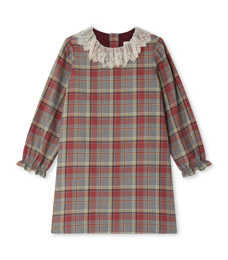 Bonpoint Burgundy Check Print Dress (4-8 Years)