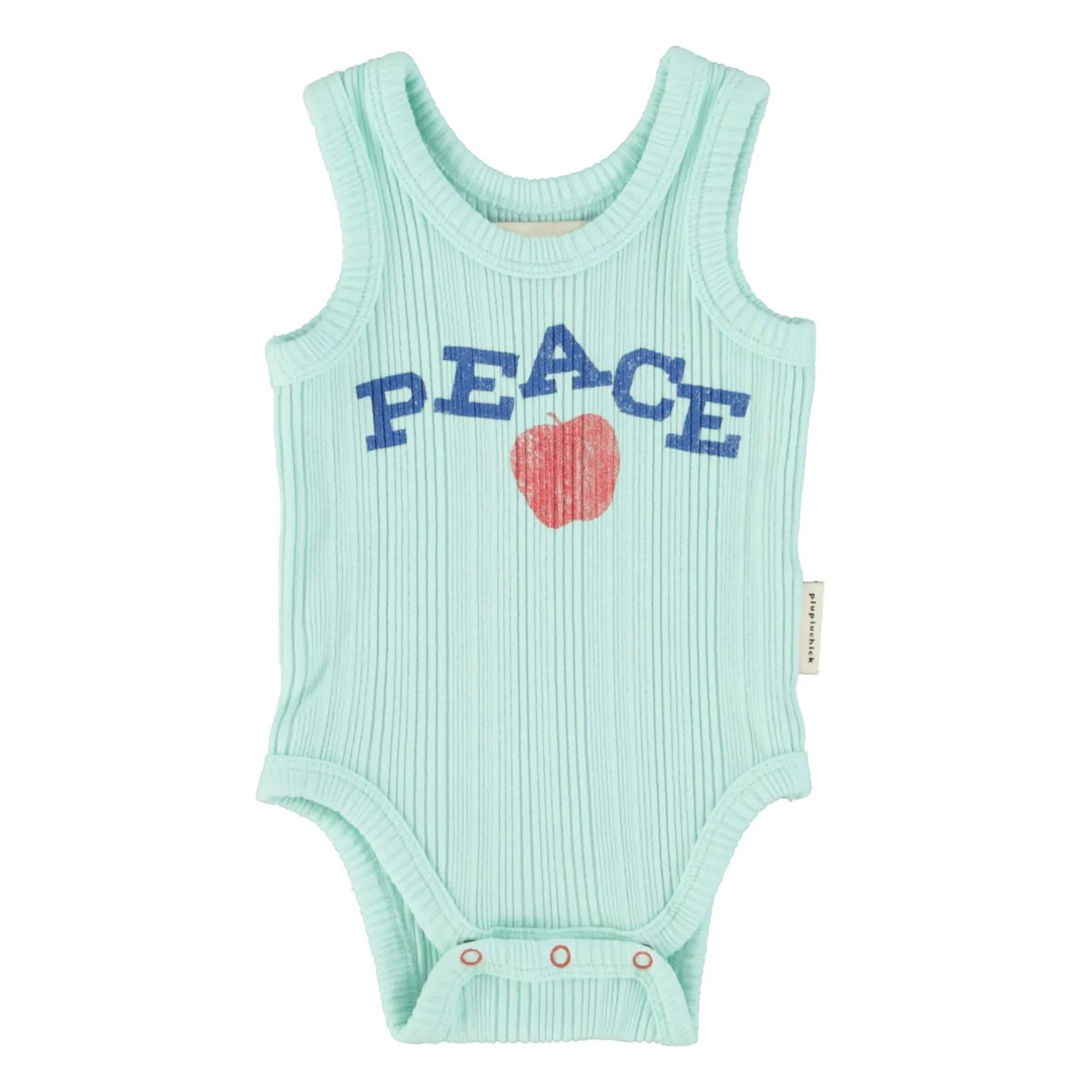 Piupiuchick - Peace Coton Bio Ribbed Bodysuit | Turquoise