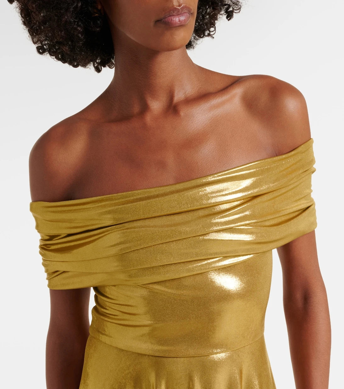 Norma Kamali - Off-shoulder lamè maxi dress