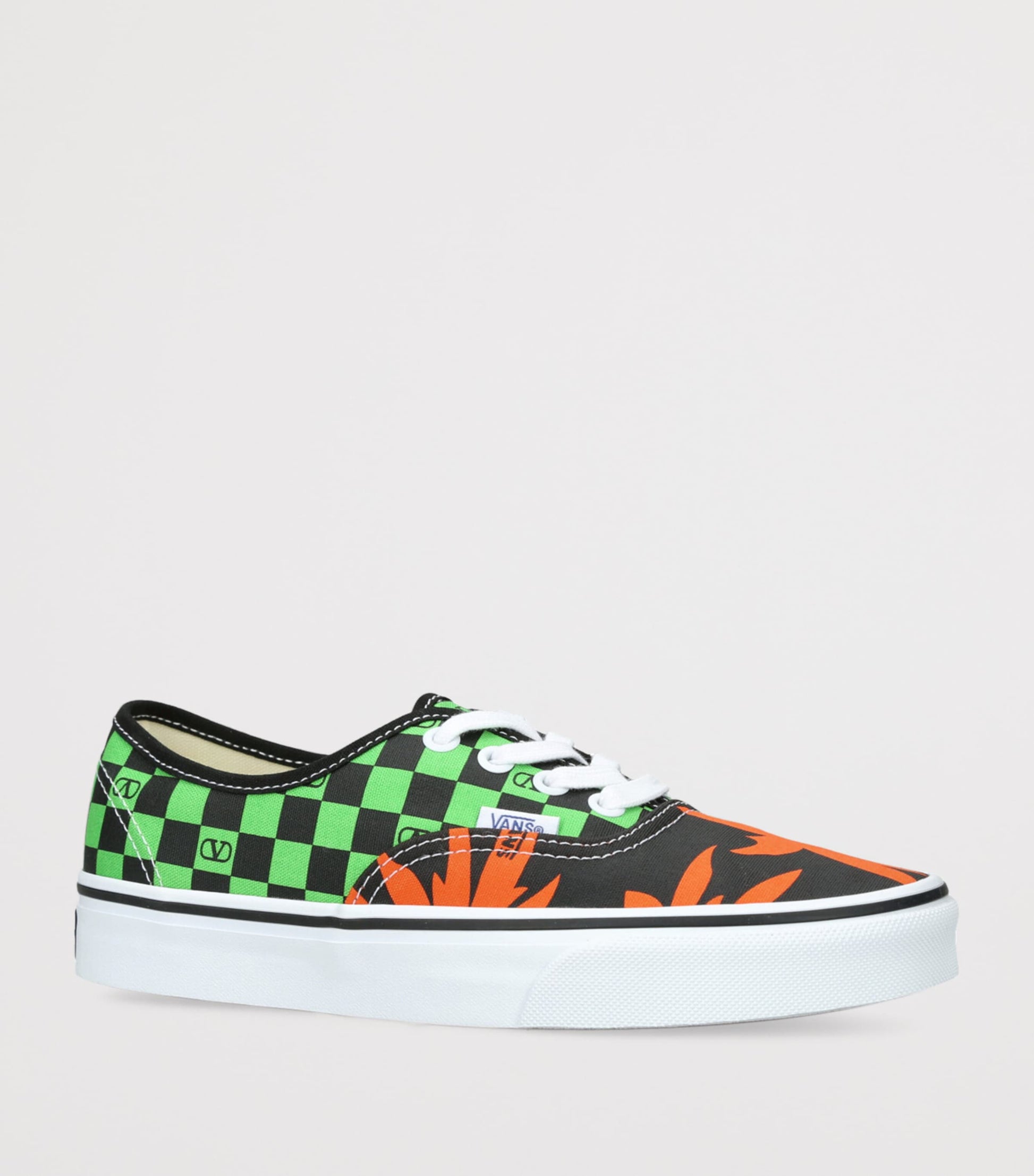 Valentino Garavani Green x Vans Canvas Checkerboard and Palm Leaf Sneakers