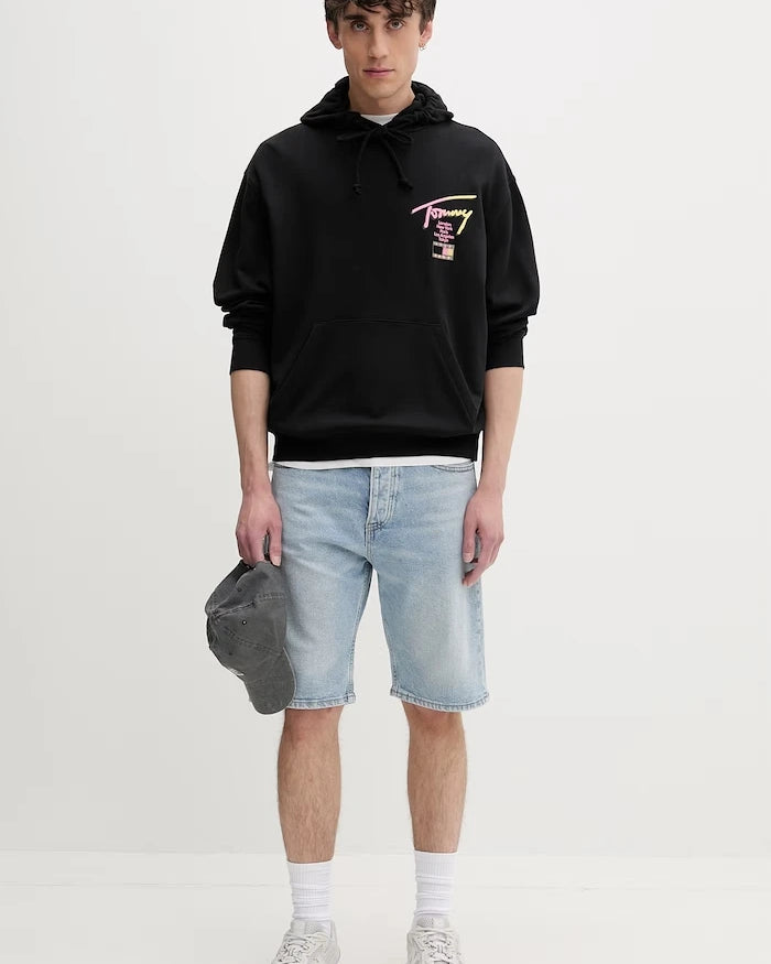 Tommy Jeans kapüşonlu erkek pamuklu sweatshirt