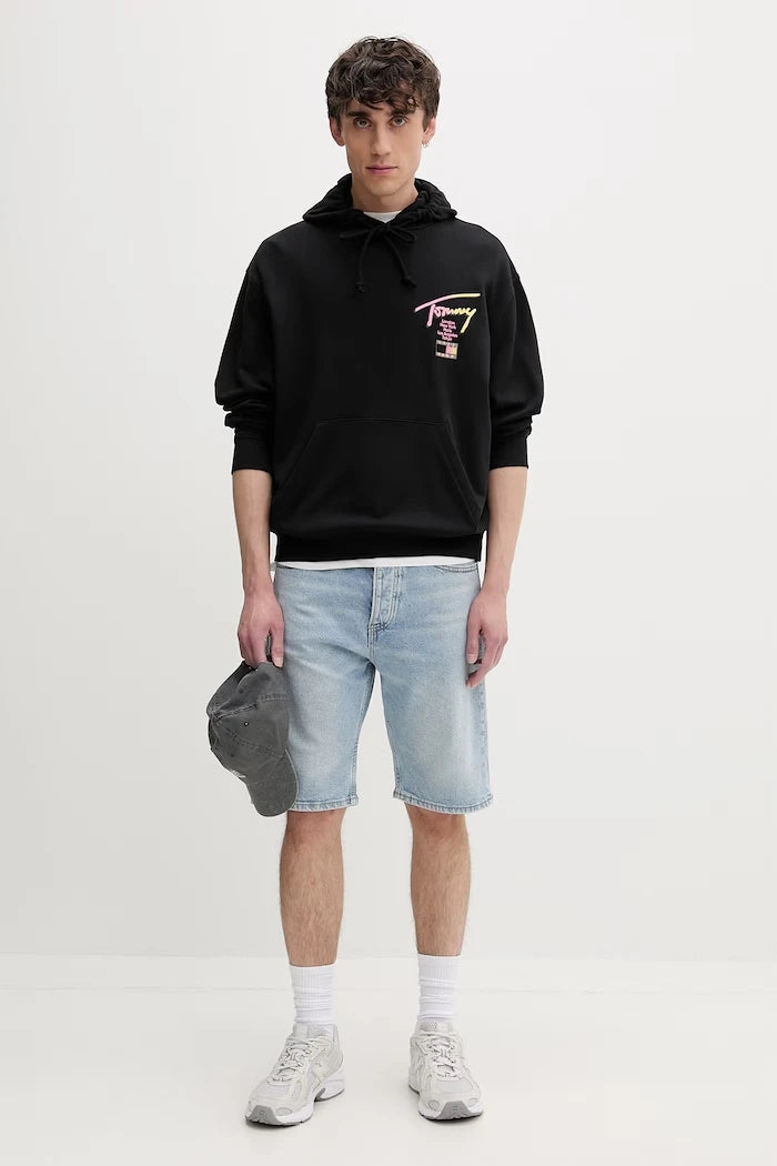Tommy Jeans kapüşonlu erkek pamuklu sweatshirt