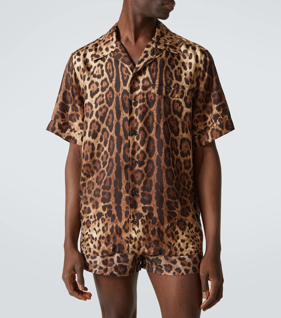 Dolce&Gabbana - Leopard-print silk bowling shirt