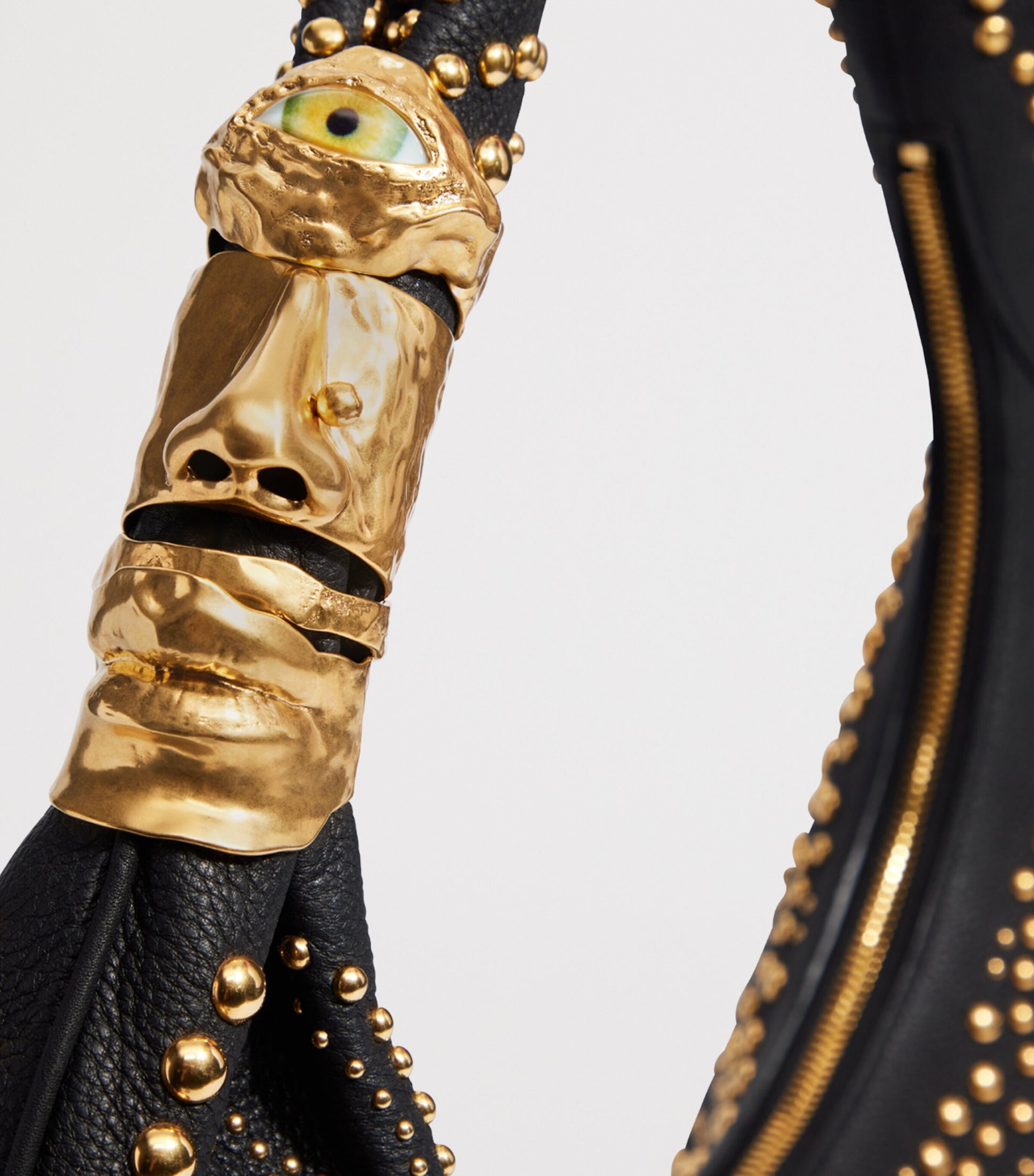 Large Leather Studded Soufflé Shoulder Bag