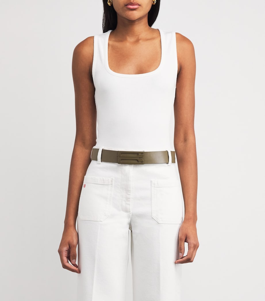 Victoria Beckham Green Jumbo Leather Frame Belt