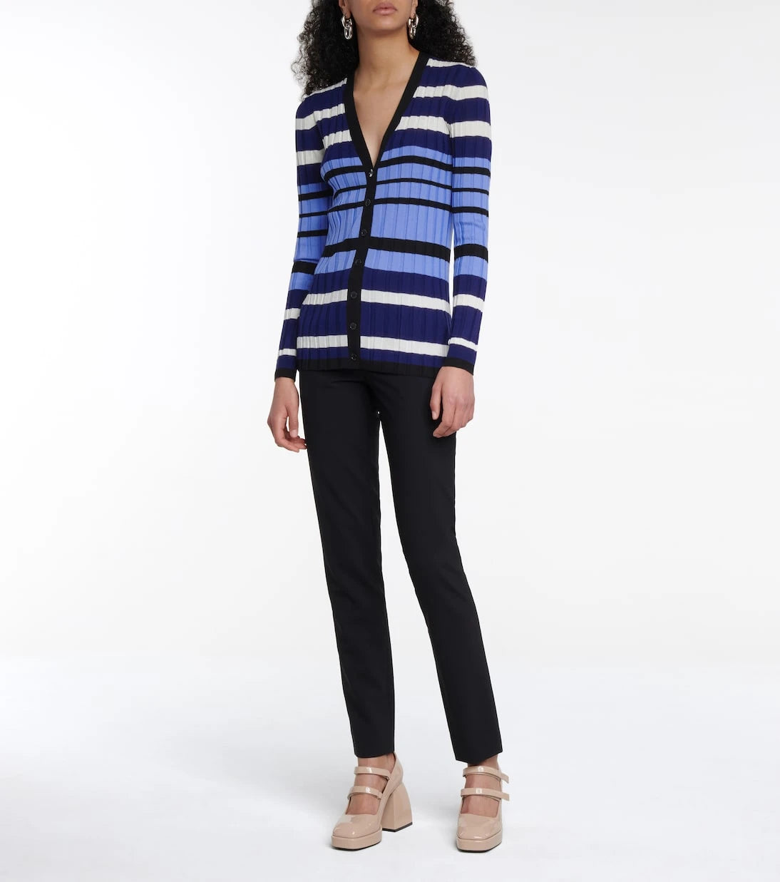 Marni - Striped ribbed-knit wool cardigan