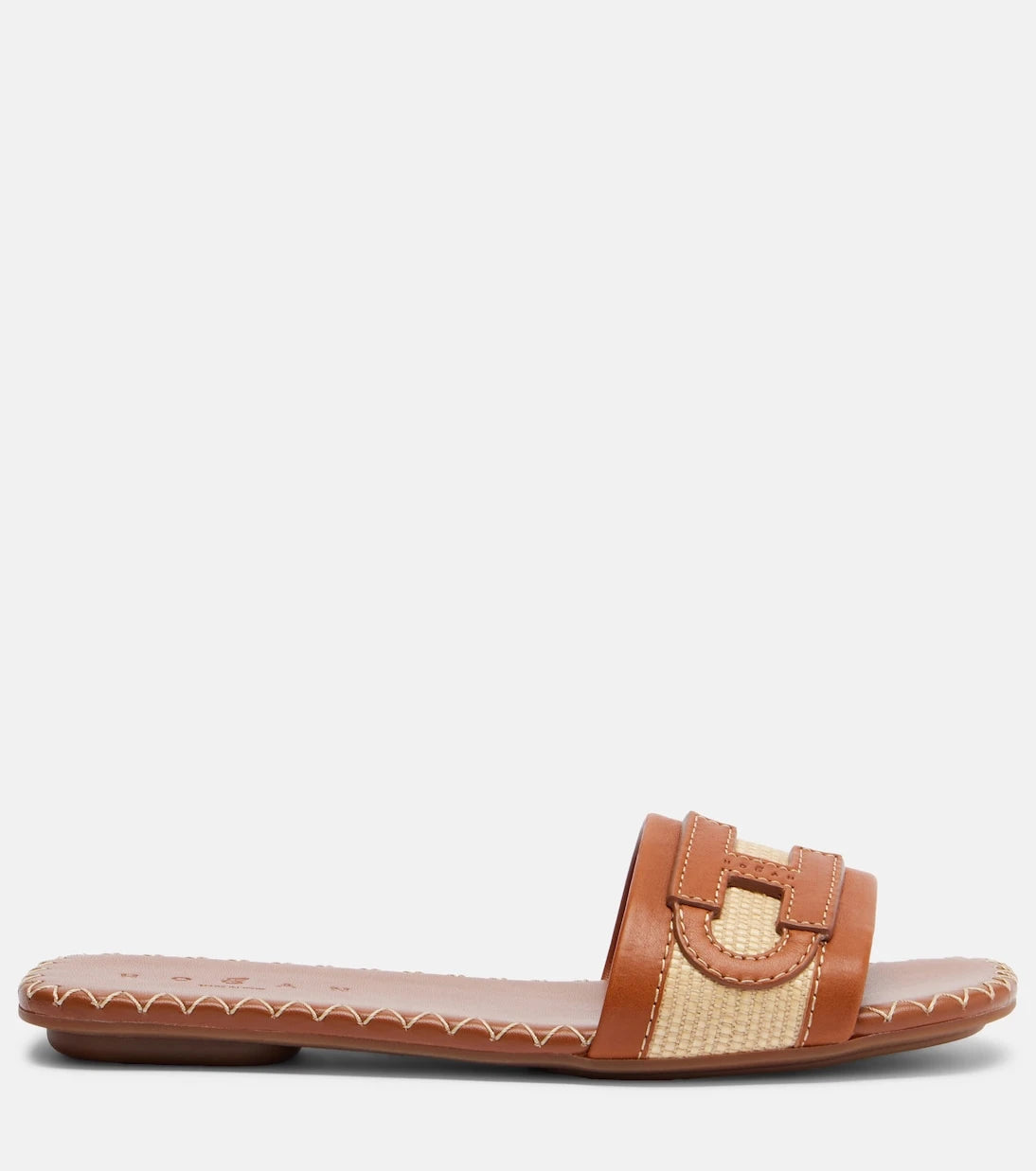 Hogan - Leather-trimmed raffia slides