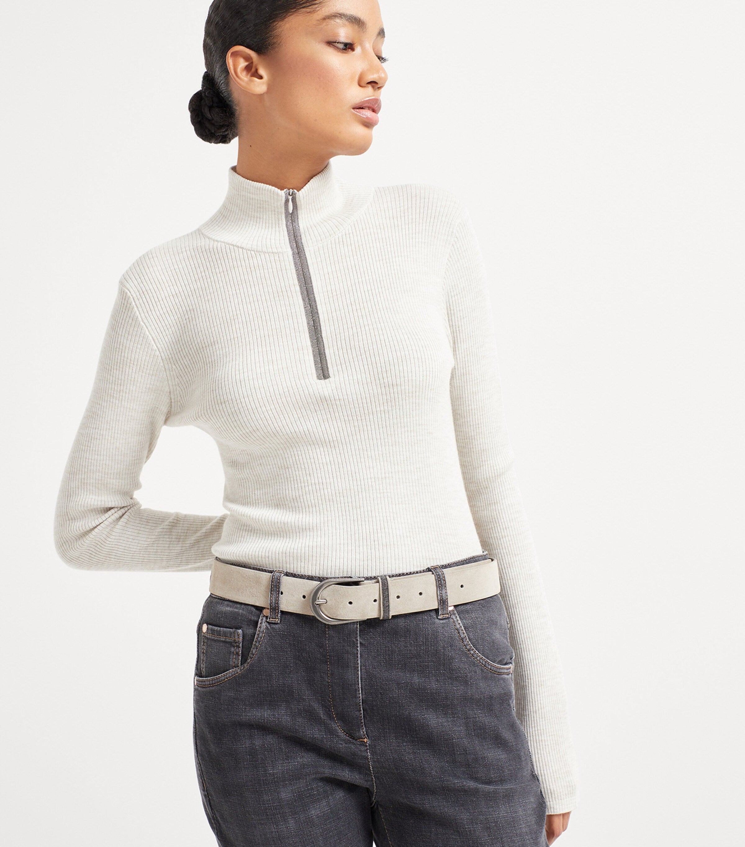 Brunello Cucinelli Beige Sueded Calfskin Belt