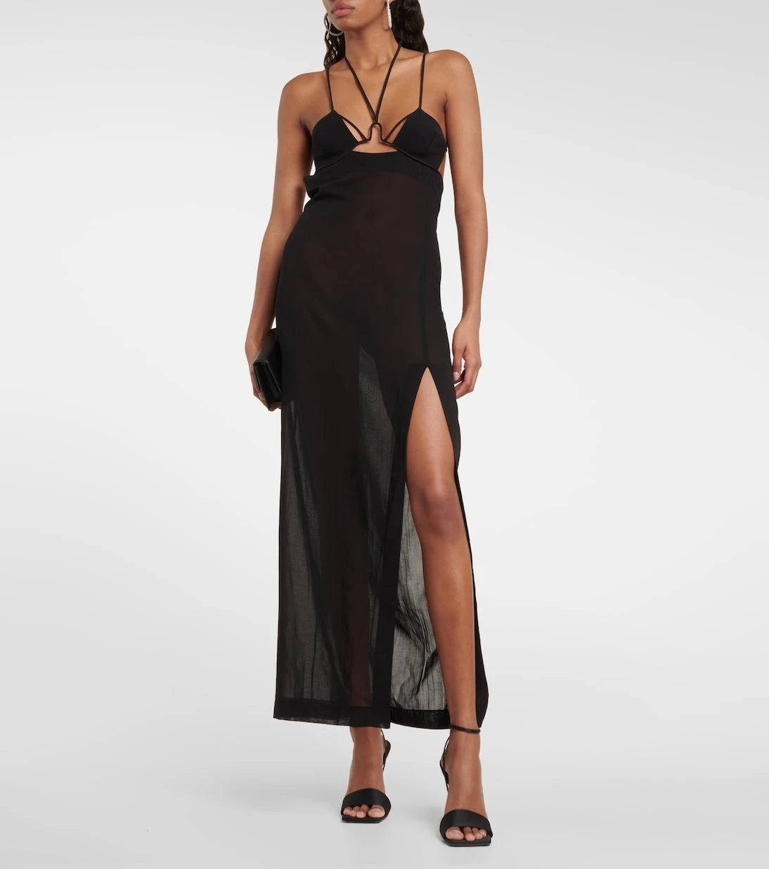 Nensi Dojaka - Cutout halterneck cotton gown