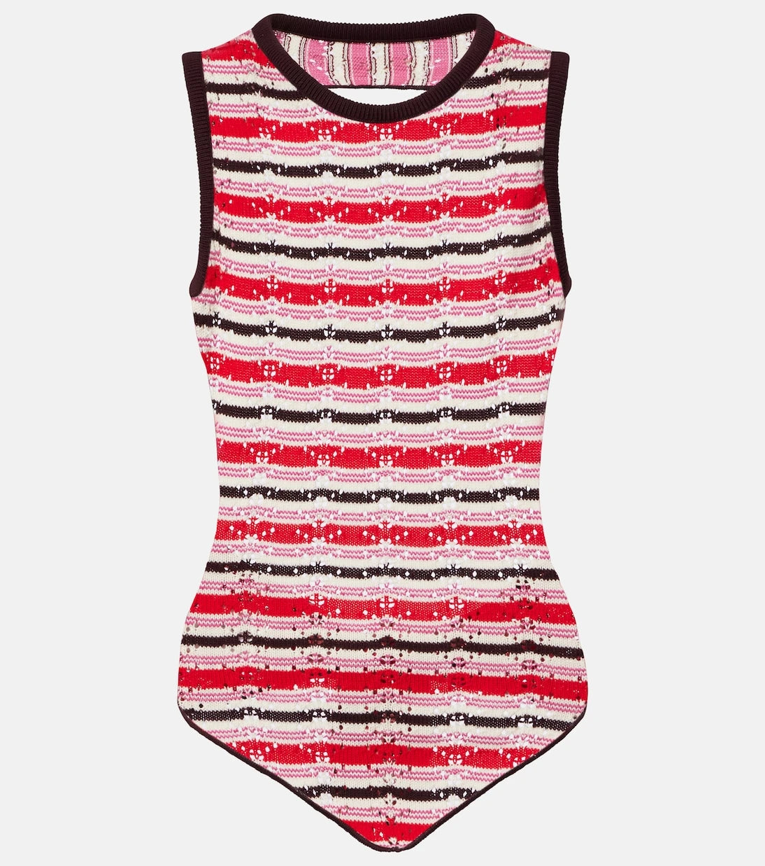 The Attico - Striped crochet cotton top
