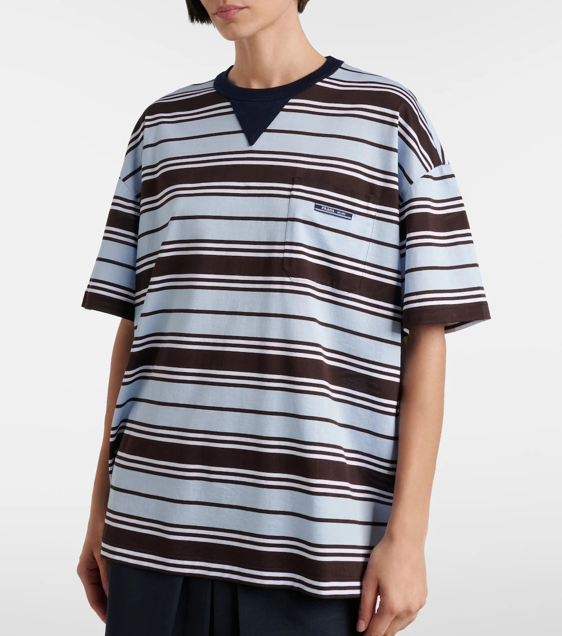 Prada - Striped cotton lisle T-shirt