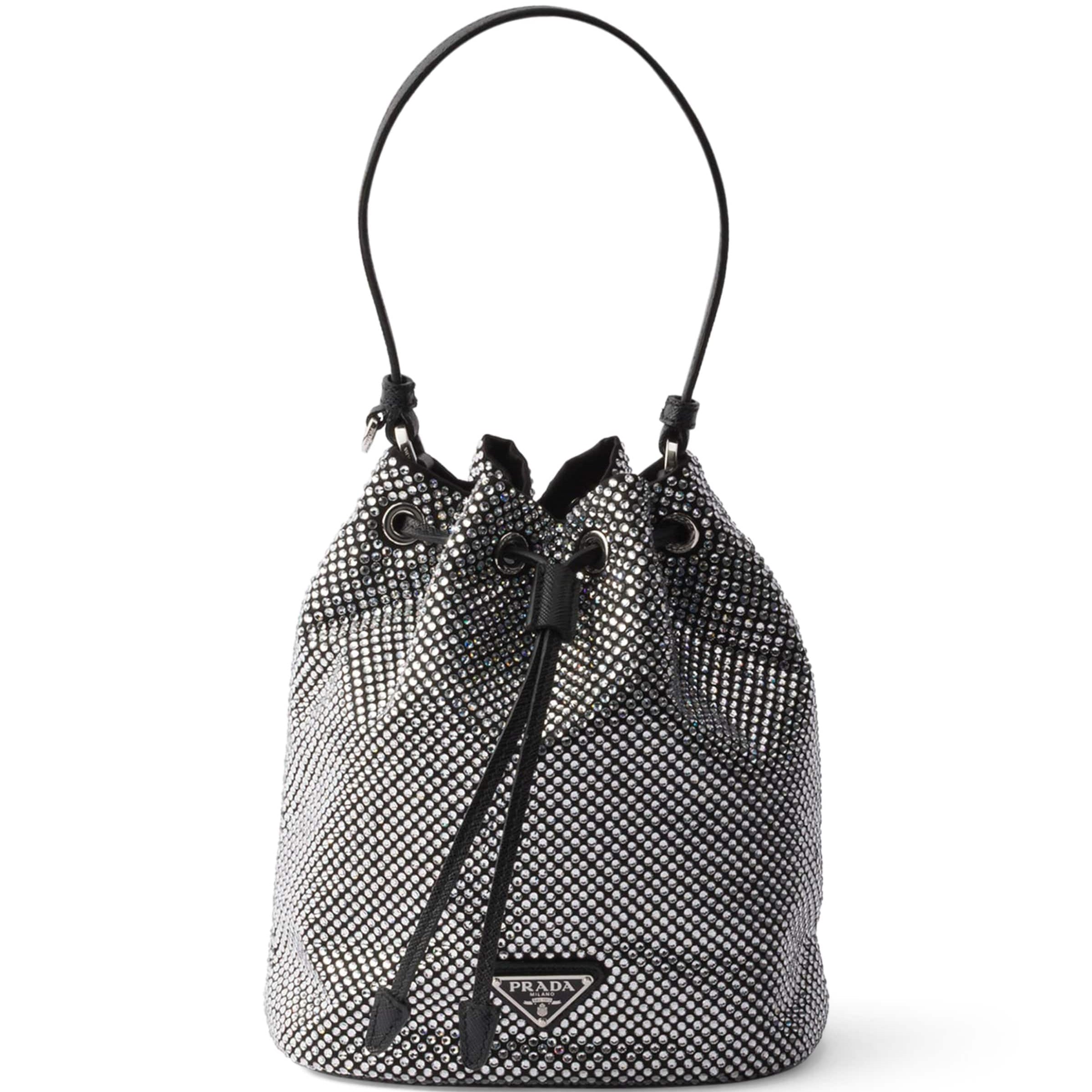 Prada Metallic Mini Crystal-Embellished Bucket Bag
