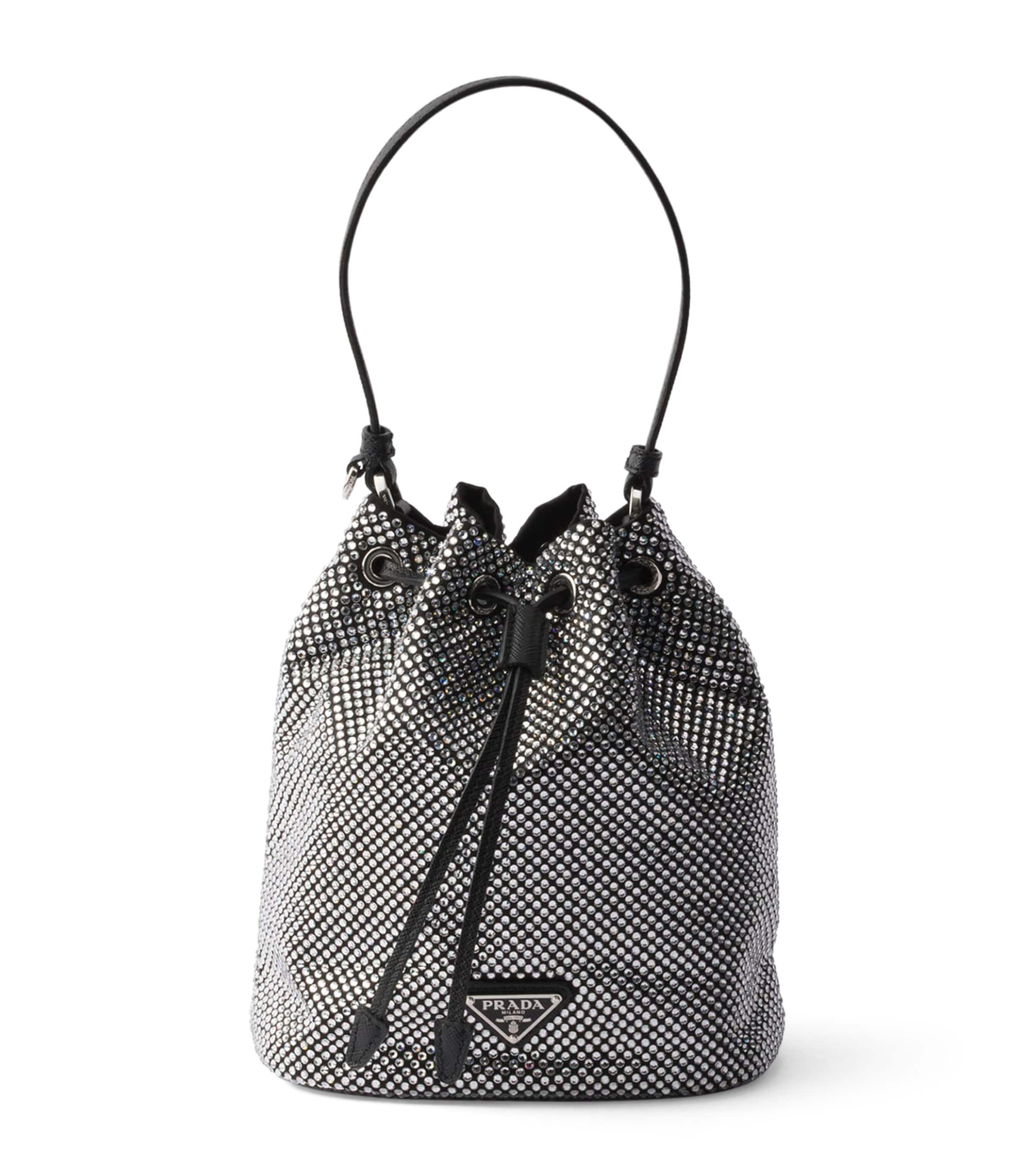 Prada Metallic Mini Crystal-Embellished Bucket Bag