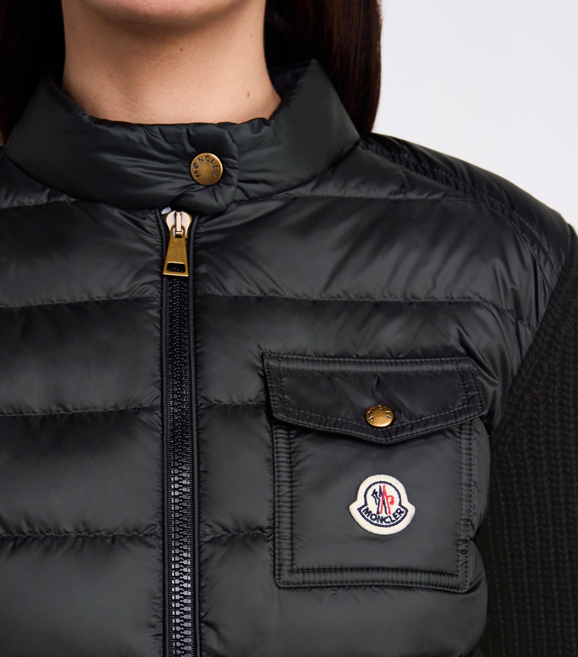 Moncler Black Down Panelled Cardigan