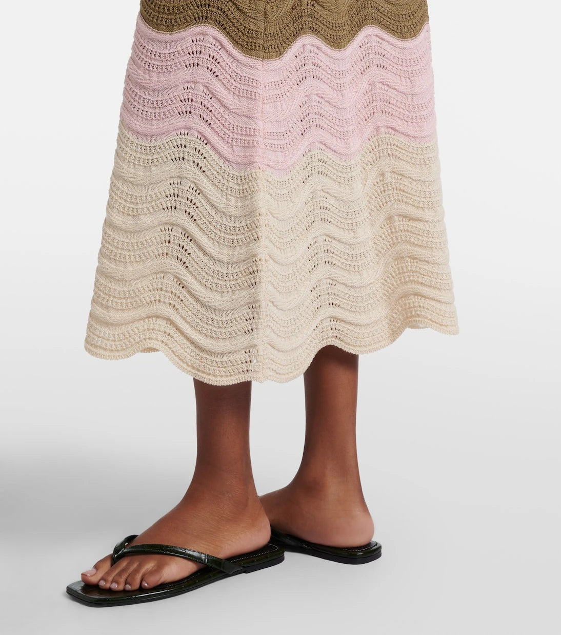 La DoubleJ - Chevron crochet cotton midi dress