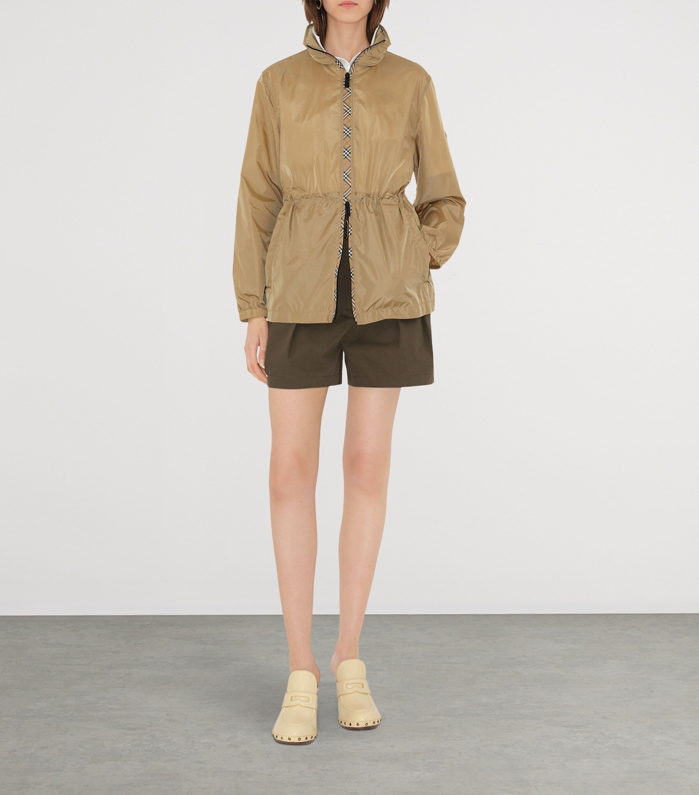 Burberry Beige Technical Adaptable Check-Trim Parka