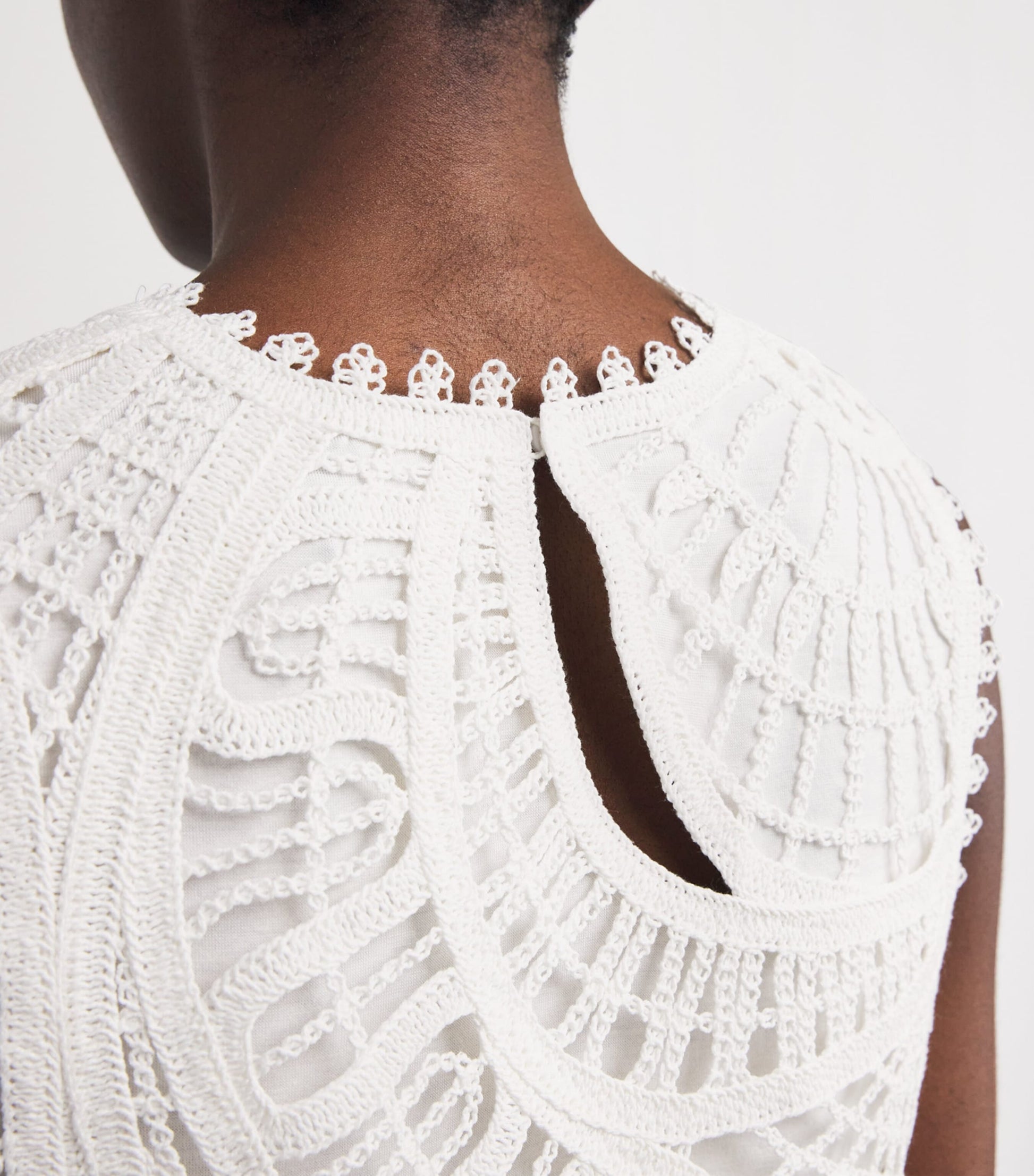White Crochet Sleeveless Crop Top