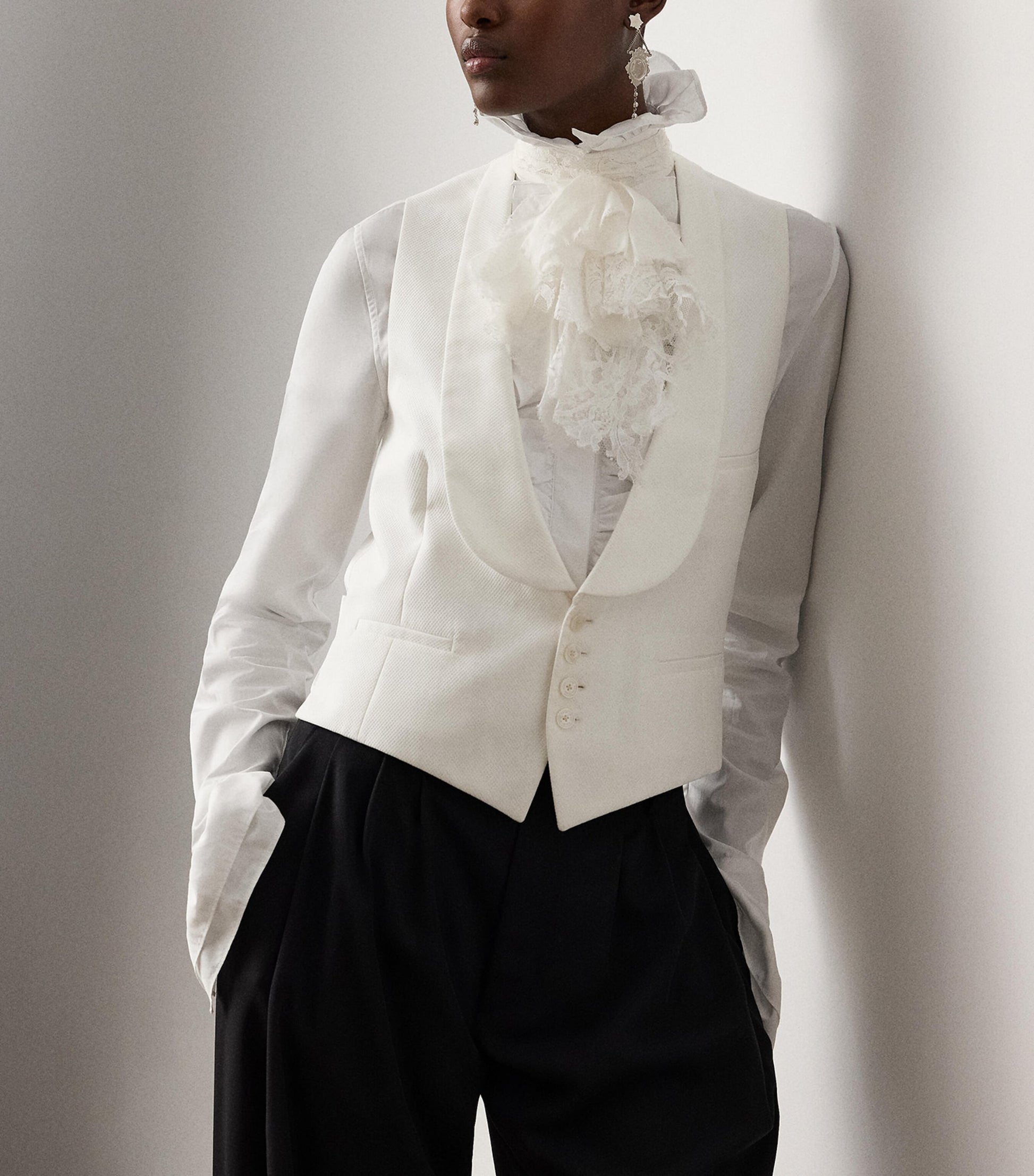 Ralph Lauren Collection White Cotton Piqué Zeke Waistcoat