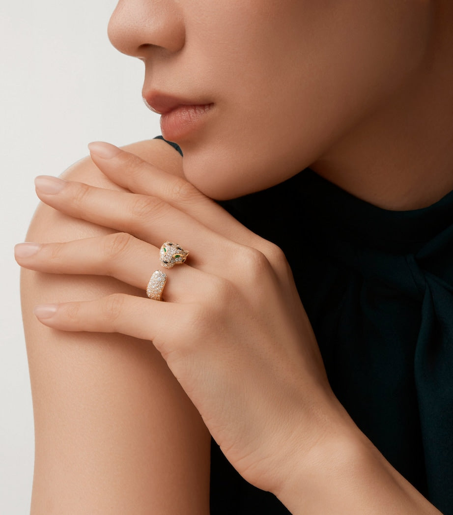 Rose Gold, Diamond, Emerald and Onyx Panthère de Cartier Ring