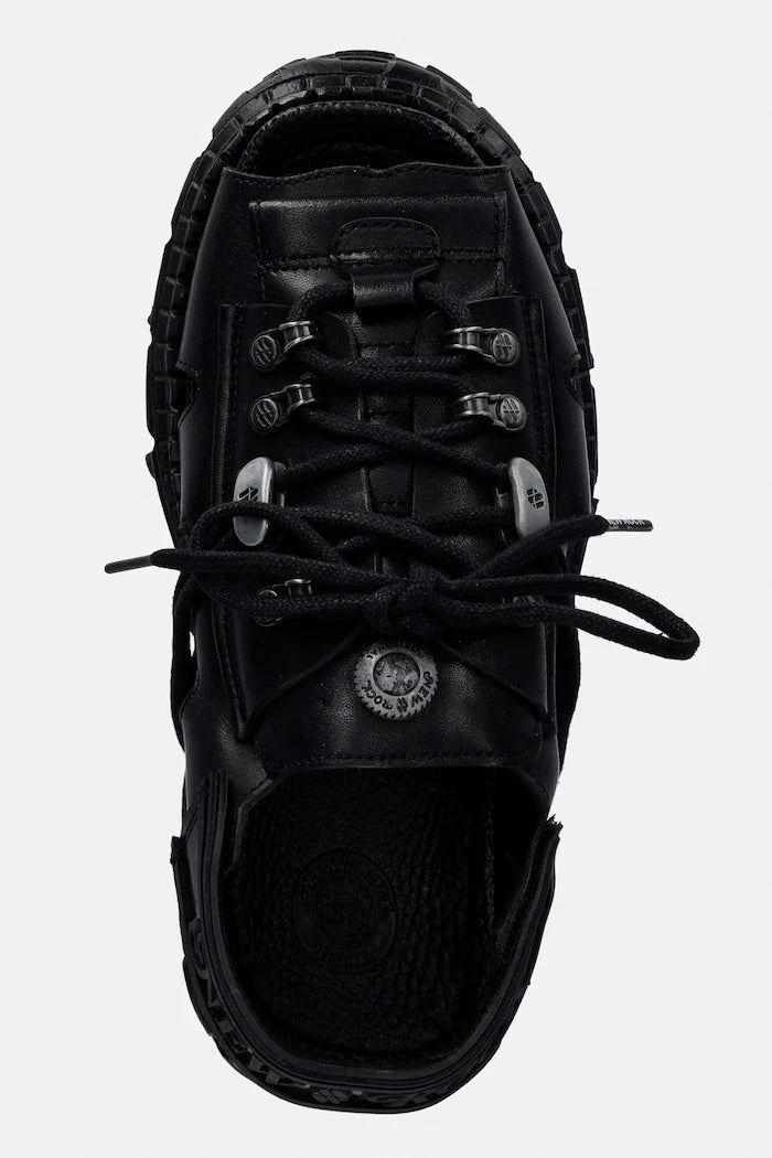 New Rock kadın deri sandaletleri ITALI NEGRO, TANK CASCO NEGRO, BIOS N