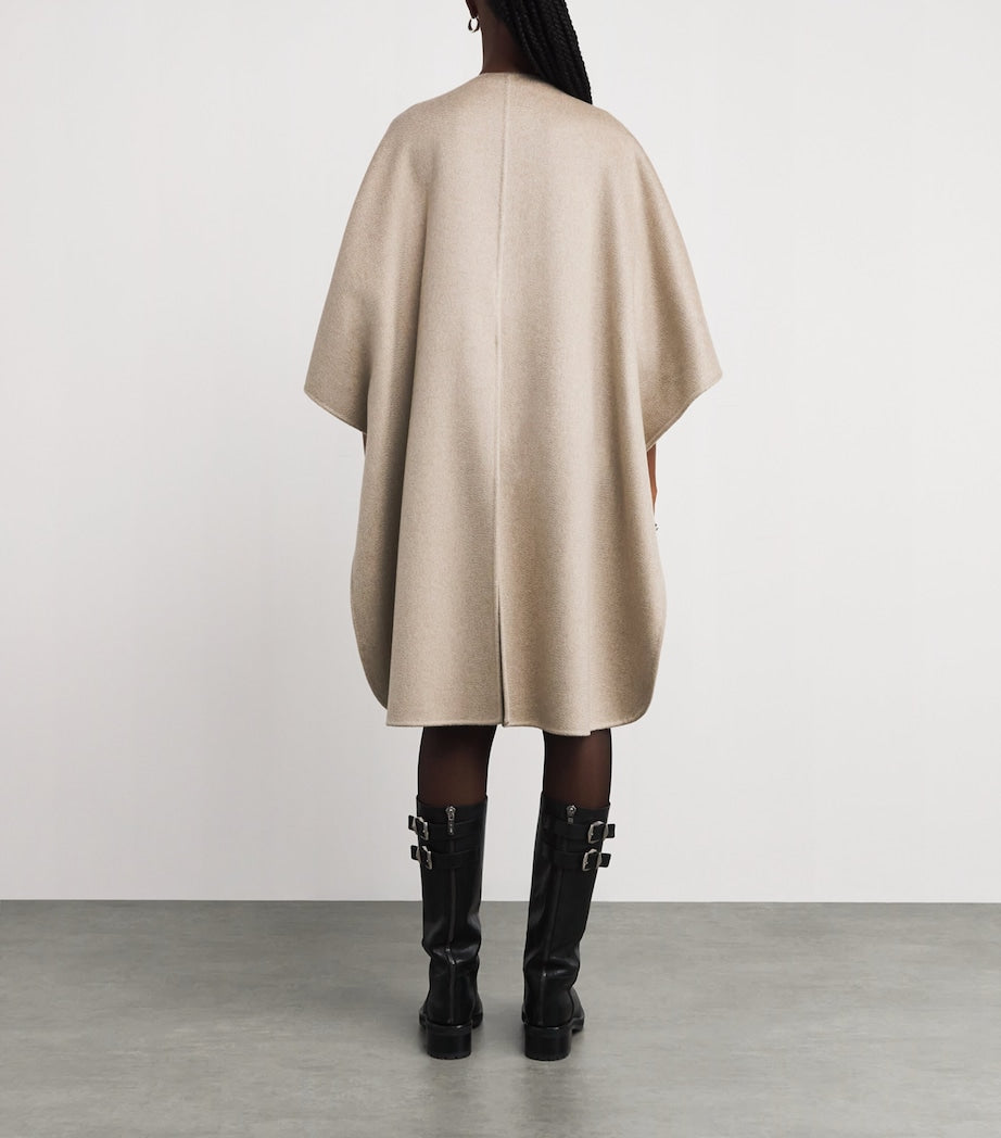 Max Mara Beige Cashmere Poncho Cape Coat