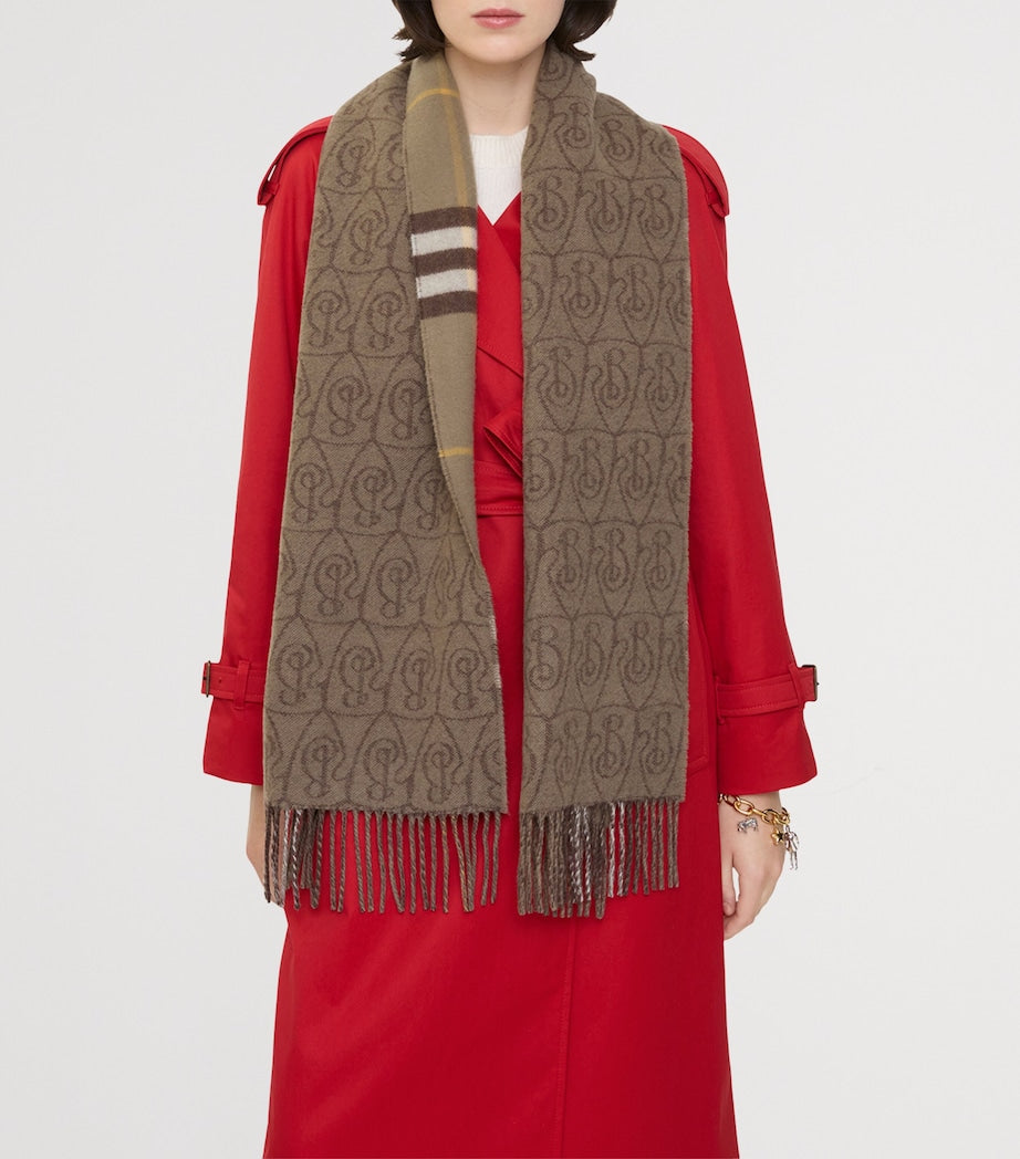 Cashmere Reversible B Shield Scarf