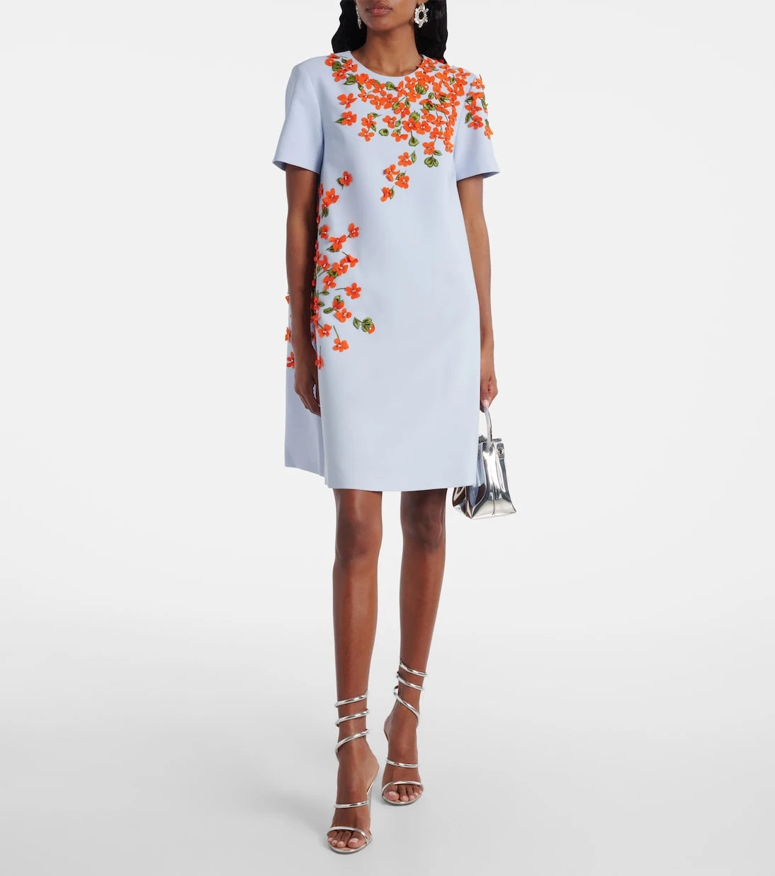 Carolina Herrera - Floral-appliqué crêpe shift dress