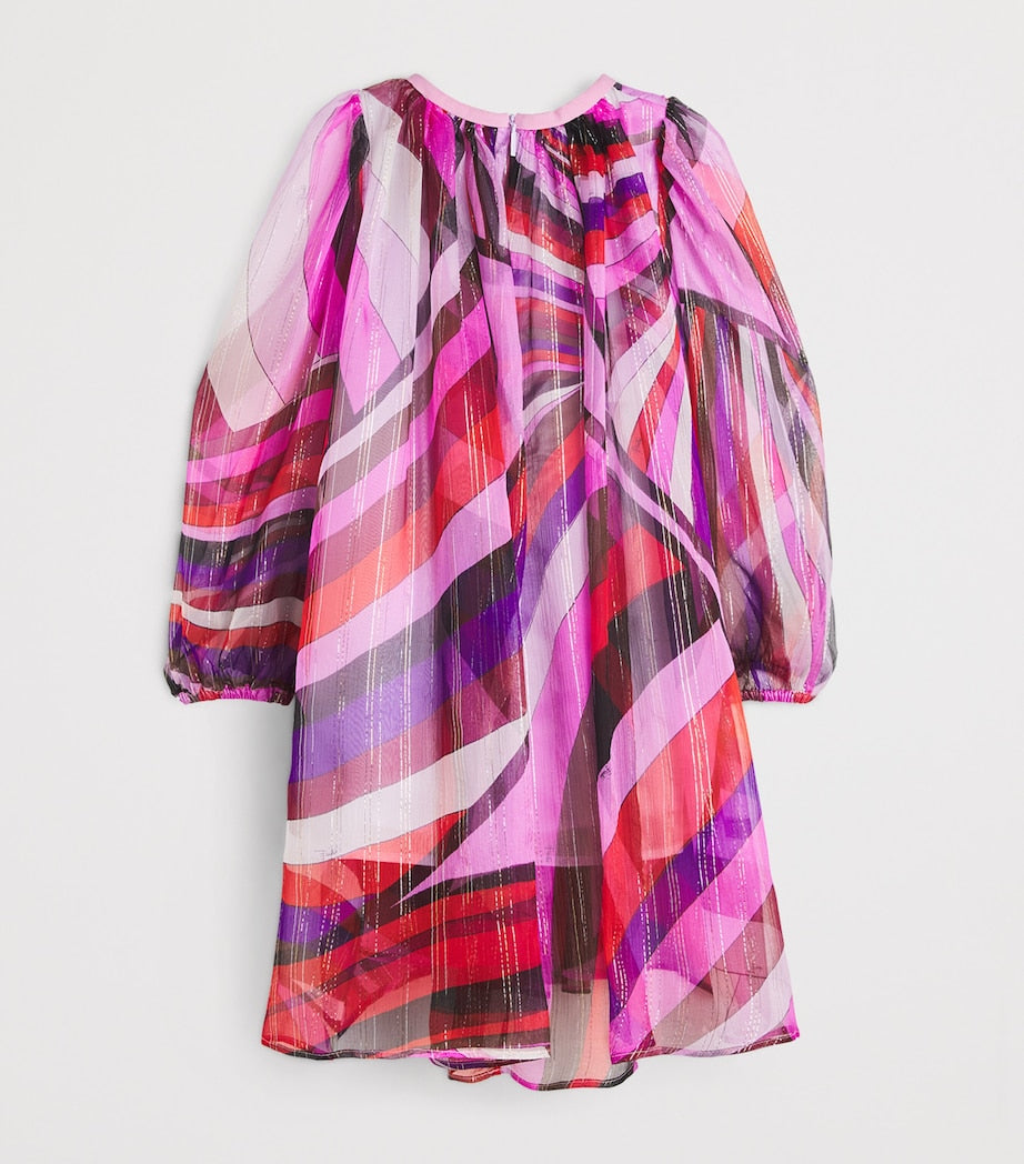 PUCCI Junior Pink Silk Chiffon Iride Print Dress (4-14 Years)