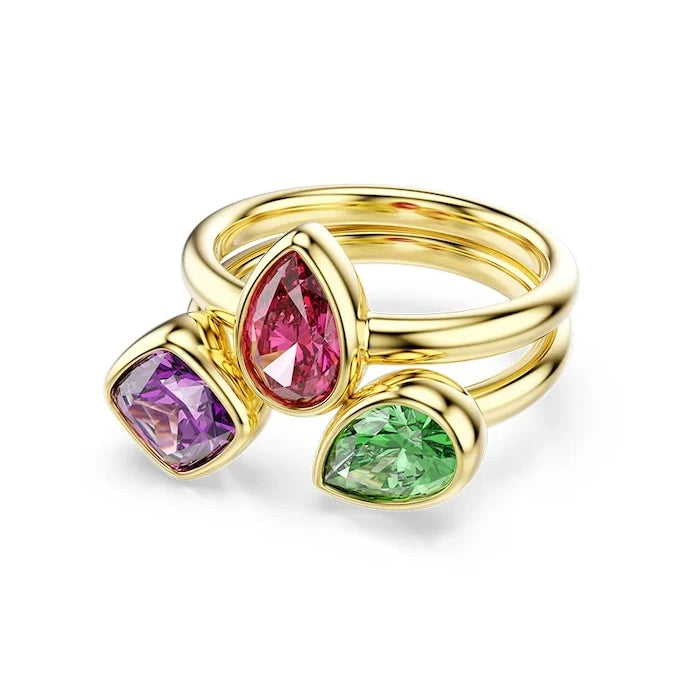 Swarovski kadın altın kaplama yüzük seti, zirkonlu IMBER, 2 parça