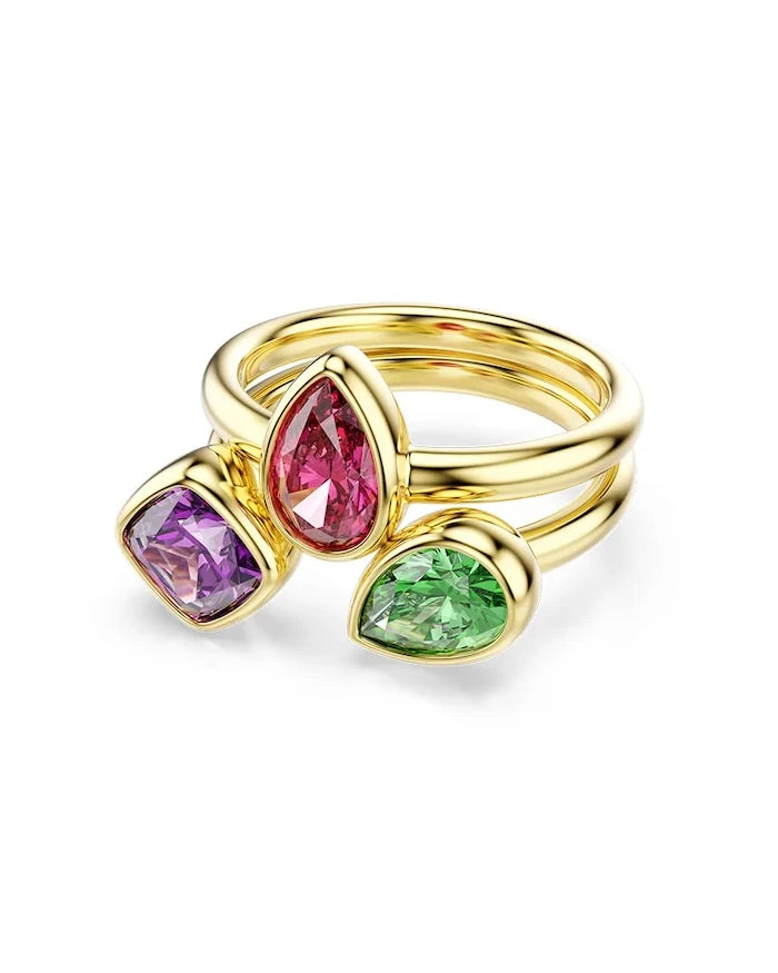 Swarovski kadın altın kaplama yüzük seti, zirkonlu IMBER, 2 parça