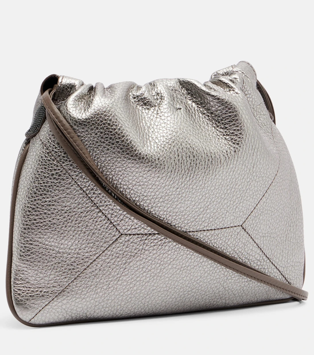 Brunello Cucinelli - Monili Small metallic leather crossbody bag